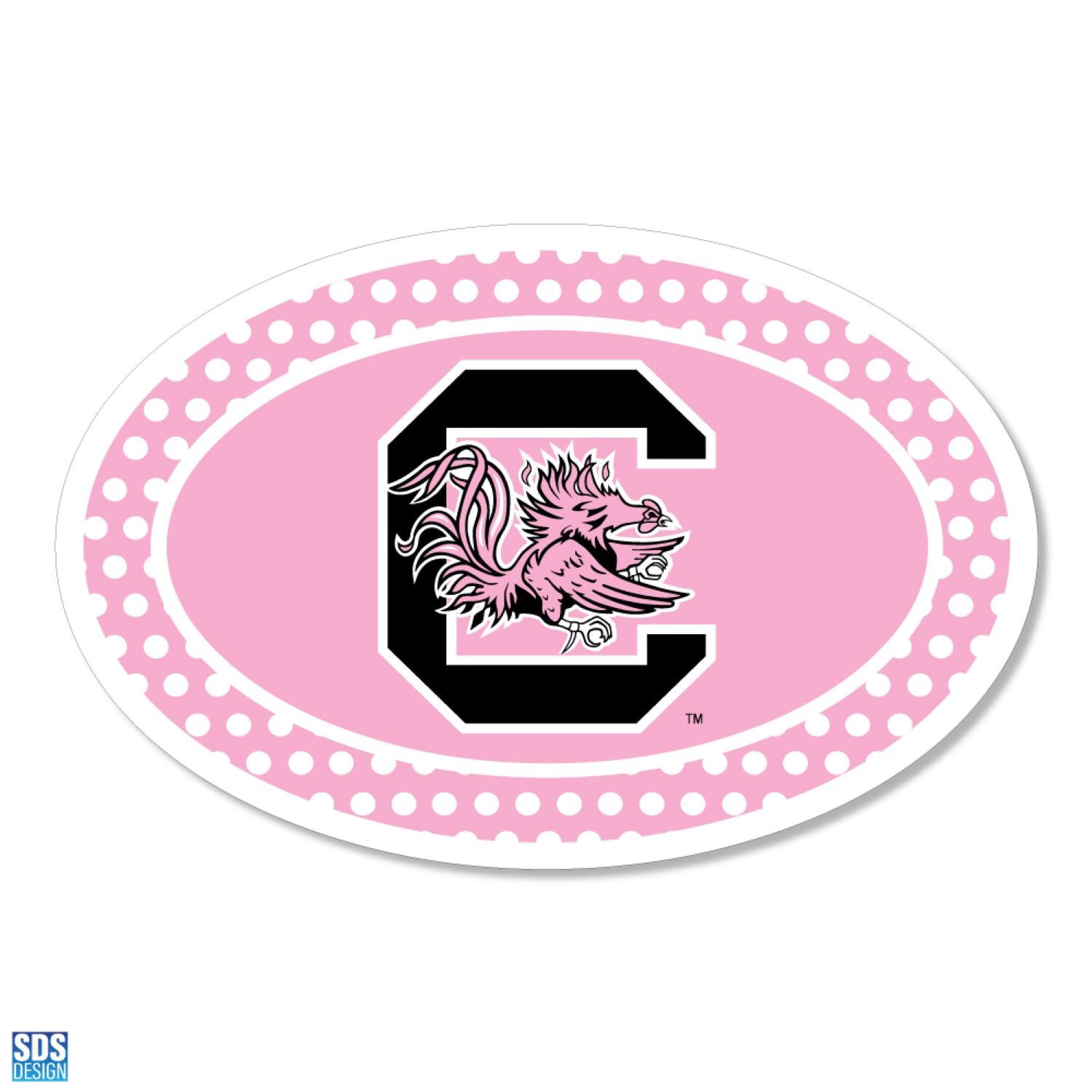 SOUTH CAROLINA GAMECOCKS 6" PINK DOTS EURO DECAL