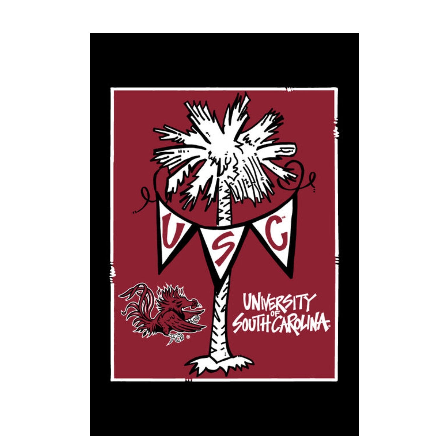 CAROLINA GAMECOCKS PALMETTO GARDEN FLAG