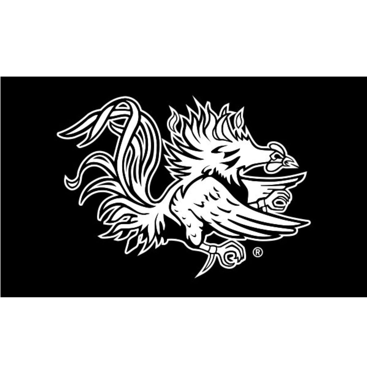 SOUTH CAROLINA BLACK 3X5 HOUSE FLAG WITH WHITE GAMECOCK