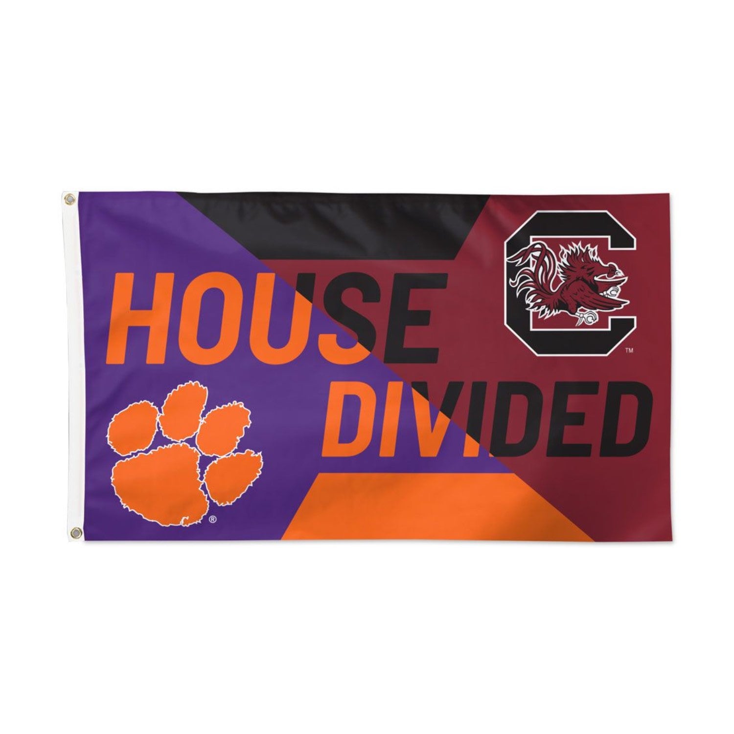 SOUTH CAROLINA AND CLEMSON HOUSE DIVIDED 3X5 HOUSE FLAG