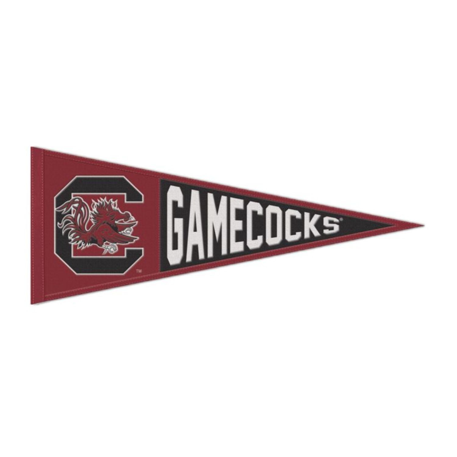 SOUTH CAROLINA GAMECOCKS GARNET AND BLACK WOOL PENNANT