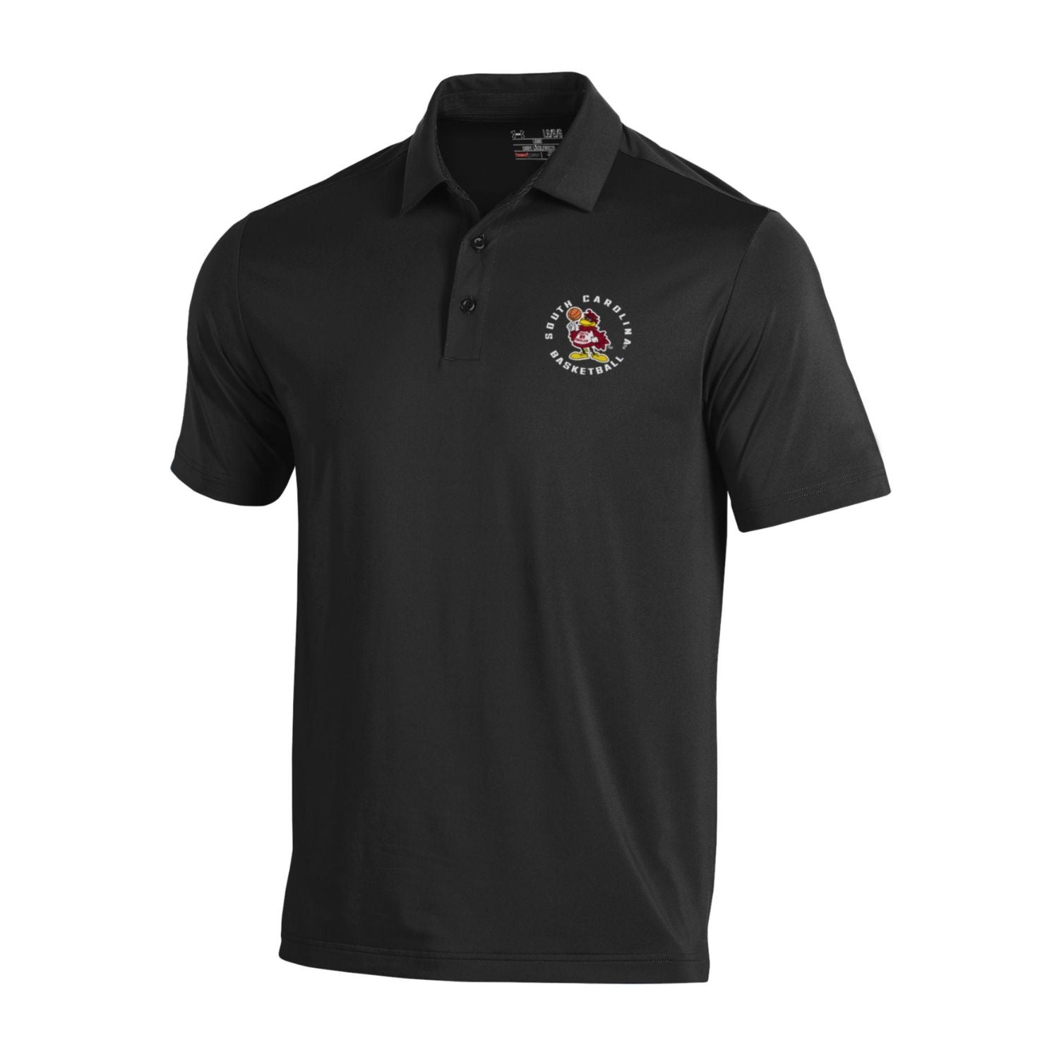 SOUTH CAROLINA GAMECOCKS BLACK UA COCKY BASKETBALL POLO