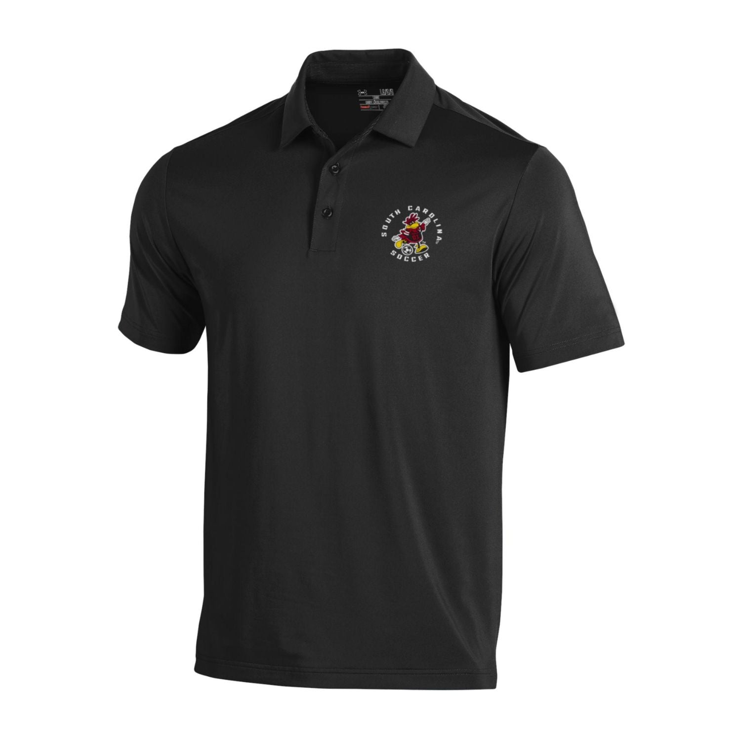 SOUTH CAROLINA GAMECOCKS UA BLACK COCKY SOCCER POLO