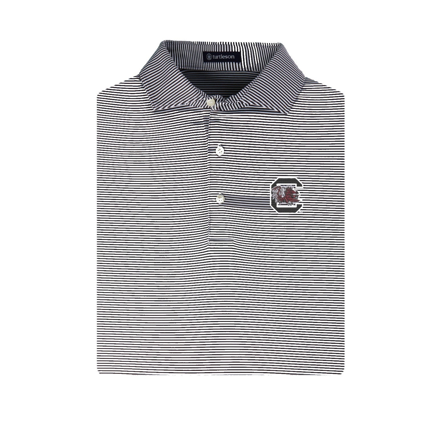 SOUTH CAROLINA GAMECOCKS TURTLESON BLACK AND WHITE ANDREW BLOCK C POLO