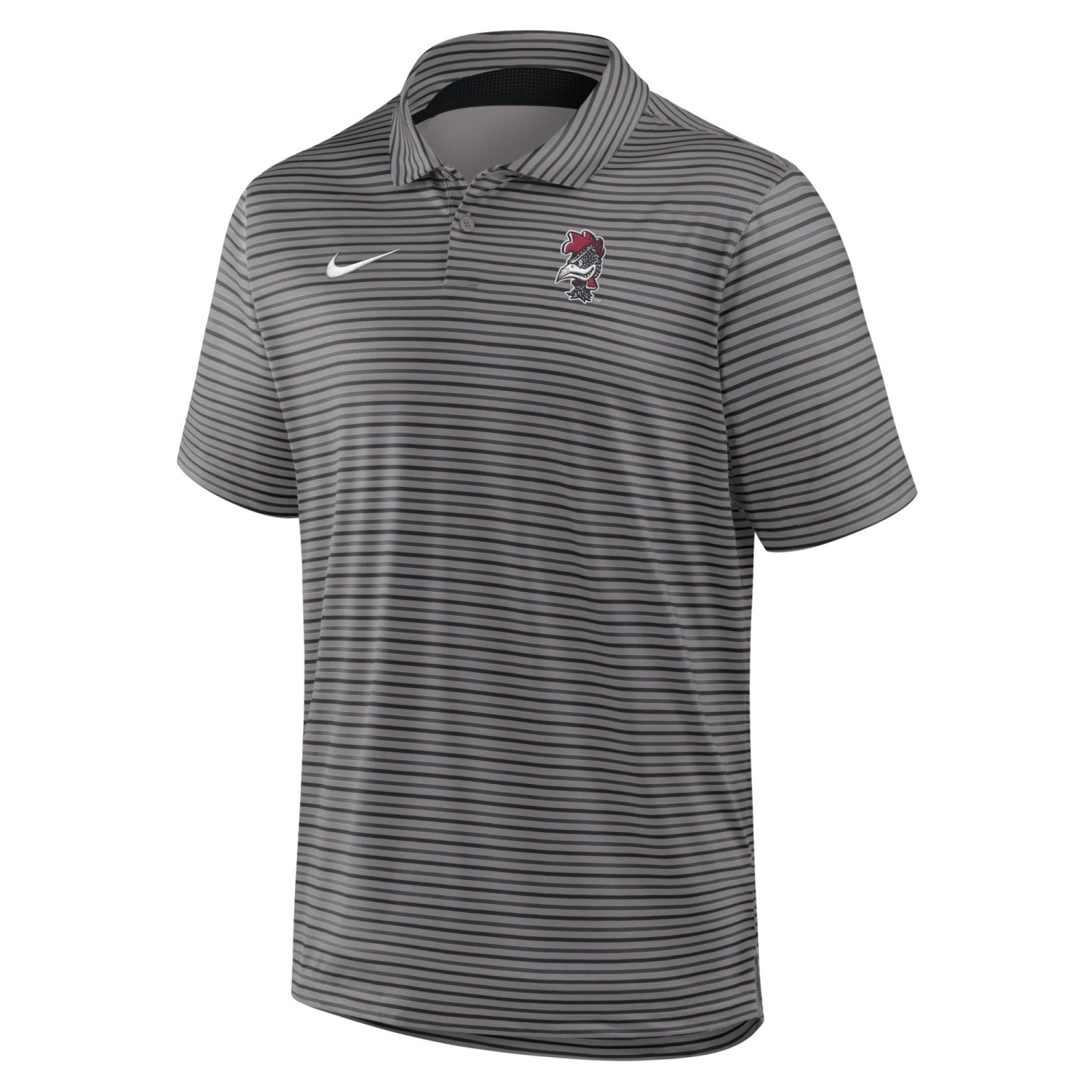 SOUTH CAROLINA GAMECOCKS GRAY AND BLACK VAULT NIKE TOURSTRIPE POLO