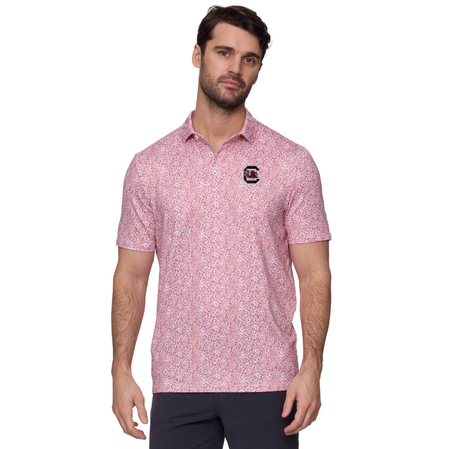 SOUTH CAROLINA GAMECOCKS WHITE AND GARNET AMORE WAVE POLO