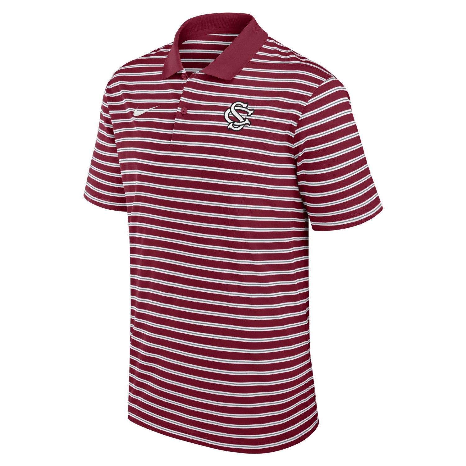SOUTH CAROLINA GAMECOCKS GARNET AND WHITE SC NIKE VICTORY STRIPE POLO