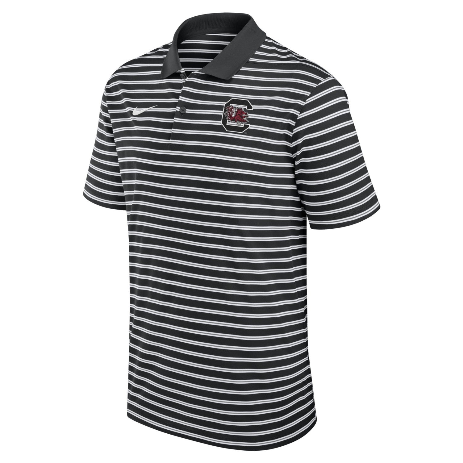 SOUTH CAROLINA GAMECOCKS BLACK AND WHITE BLOCK C VICTORY STRIPE NIKE POLO