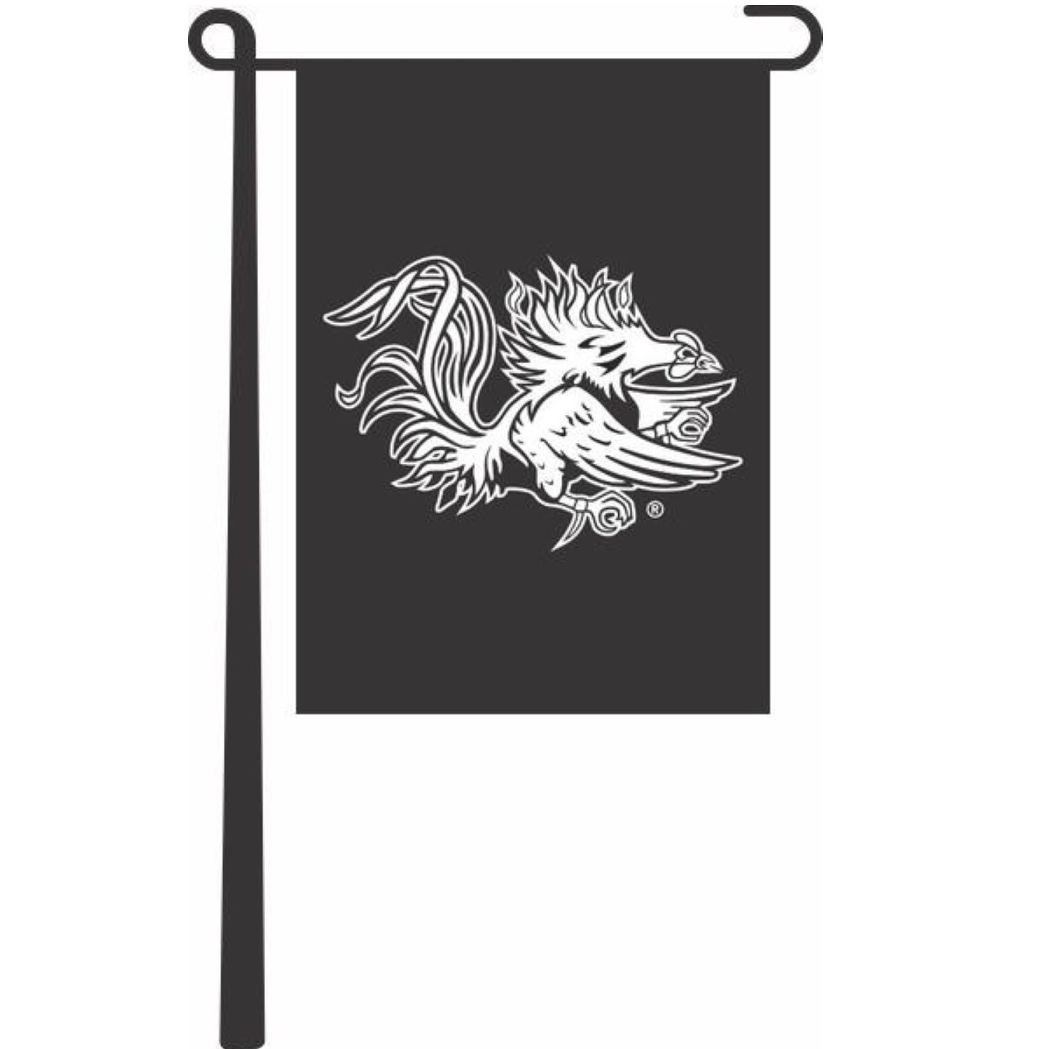 SOUTH CAROLINA 13X18 BLACK WITH WHITE GAMECOCK GARDEN FLAG