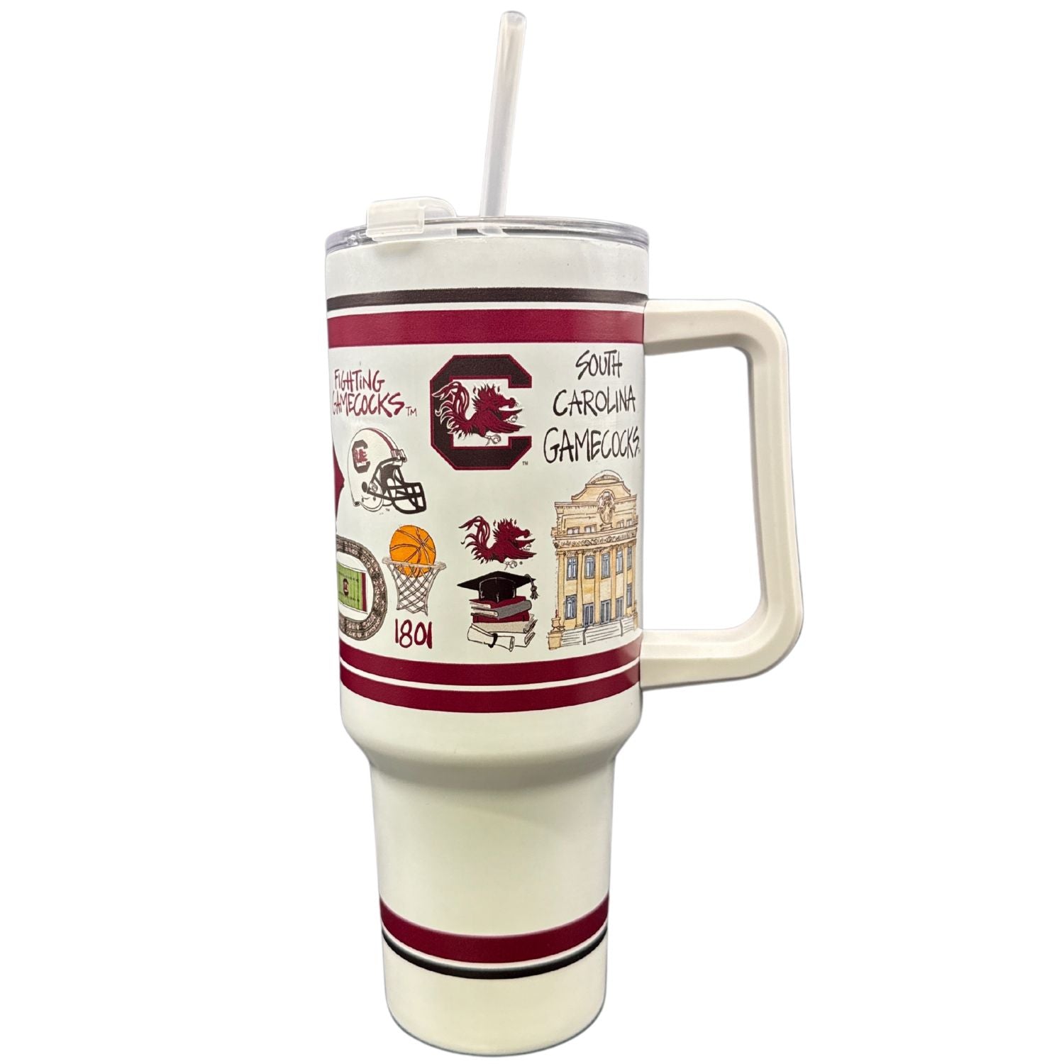 SOUTH CAROLINA GAMECOCKS WHITE/GARNET 40OZ TUMBLER