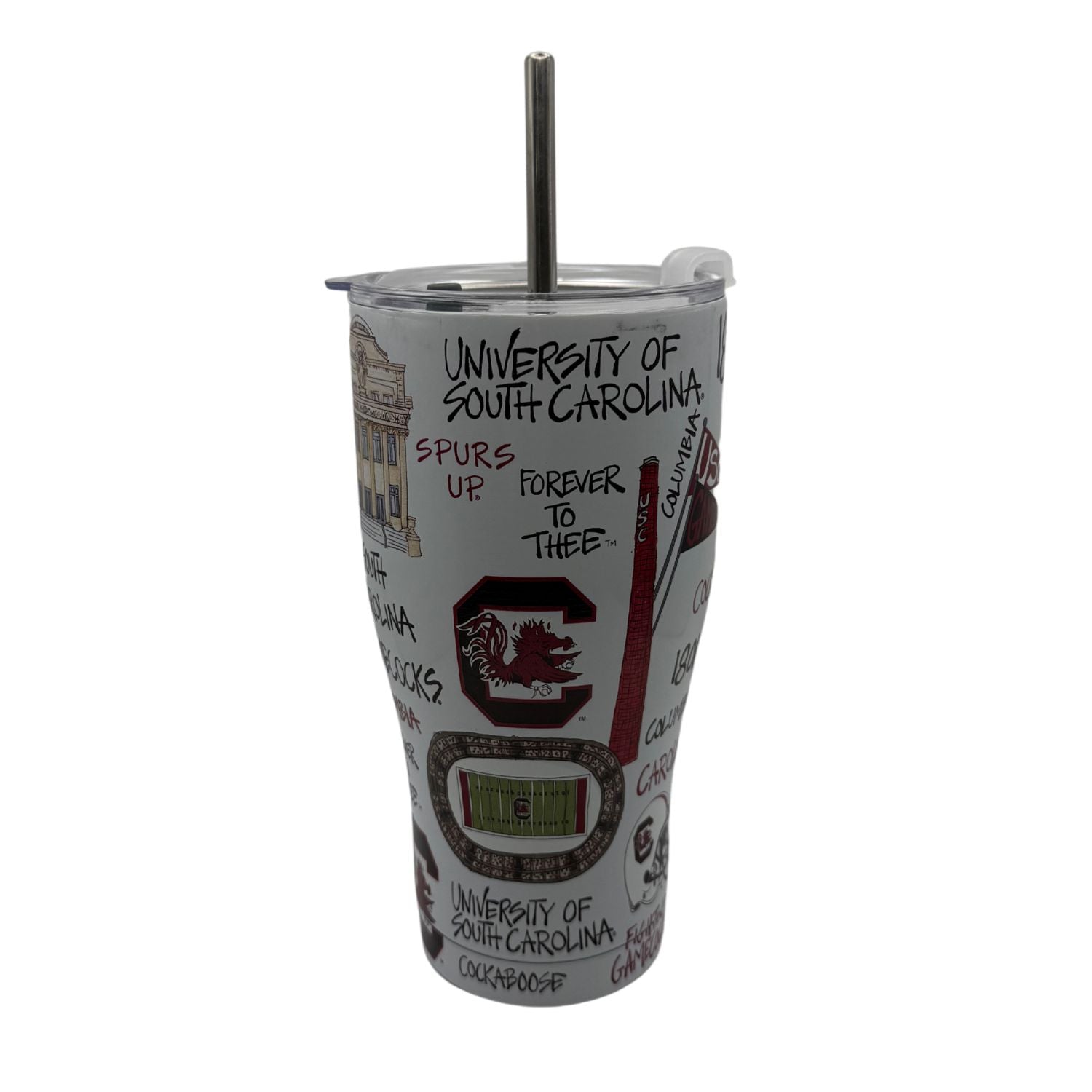 SOUTH CAROLINA GAMECOCKS WHITE/GARNET 30OZ TUMBLER