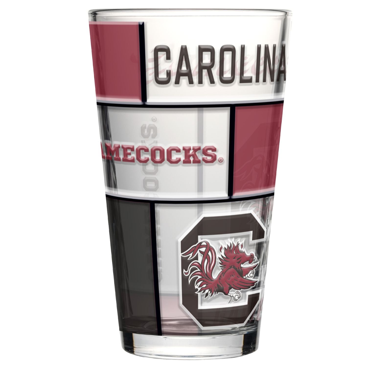 SOUTH CAROLINA GAMECOCKS 16OZ MULTICOLOR WITH C BLOCK GLASS