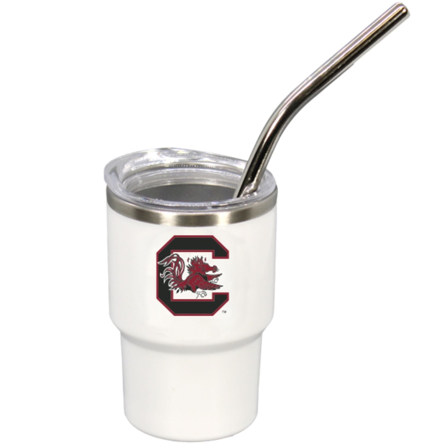 SOUTH CAROLINA GAMECOCKS WHITE MINI TUMBLER WITH STRAW SHOT GLASS