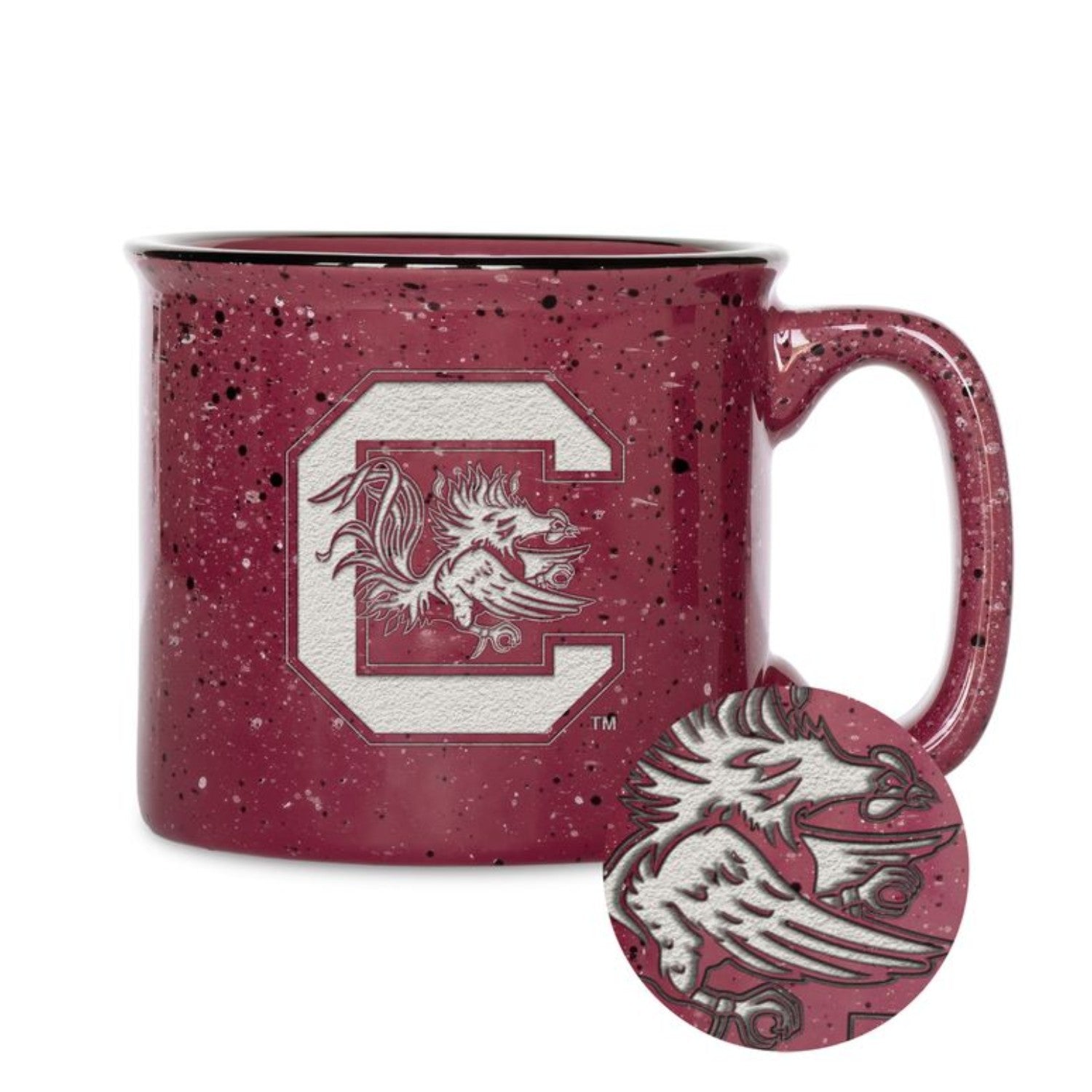 SOUTH CAROLINA GAMECOCKS GARNET BLOCK C 12OZ CERAMIC CAMPER MUG
