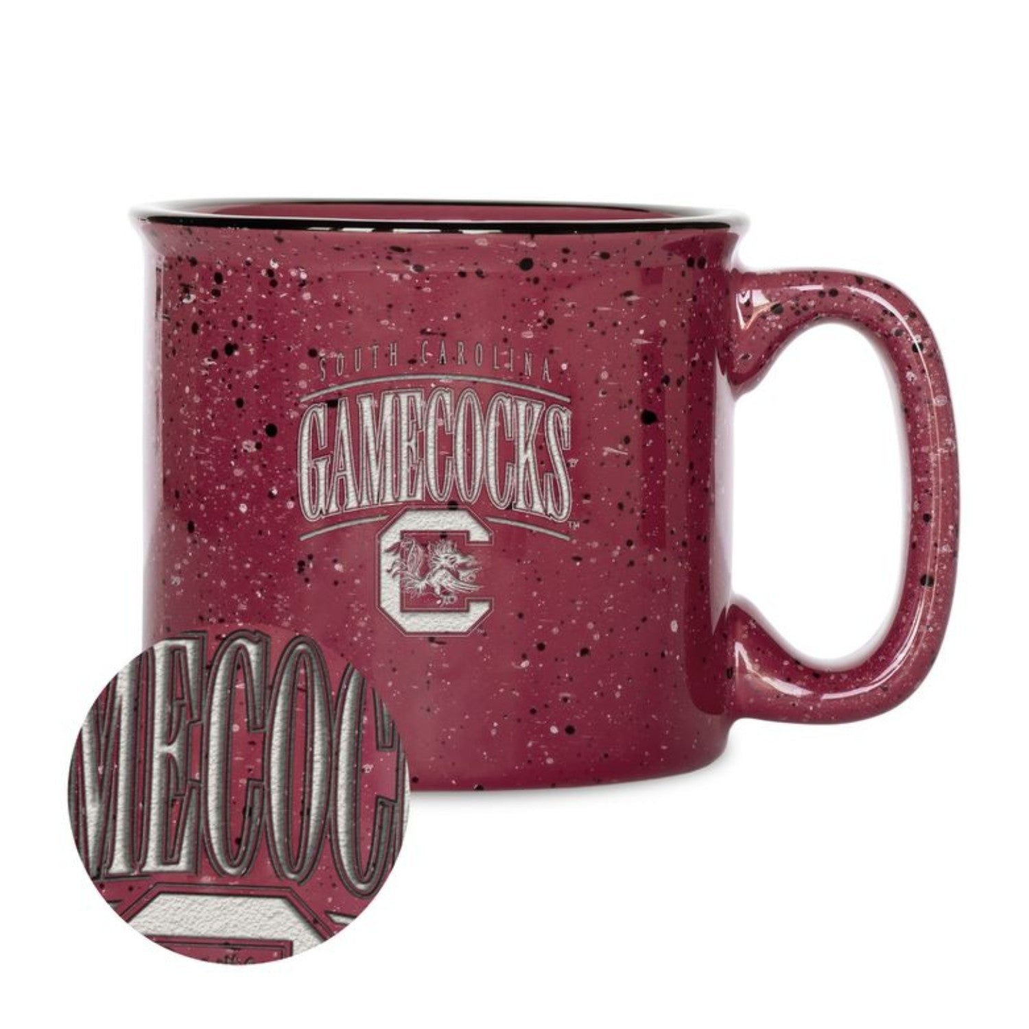 SOUTH CAROLINA GAMECOCKS GARNET CERAMIC 12OZ CAMPER MUG