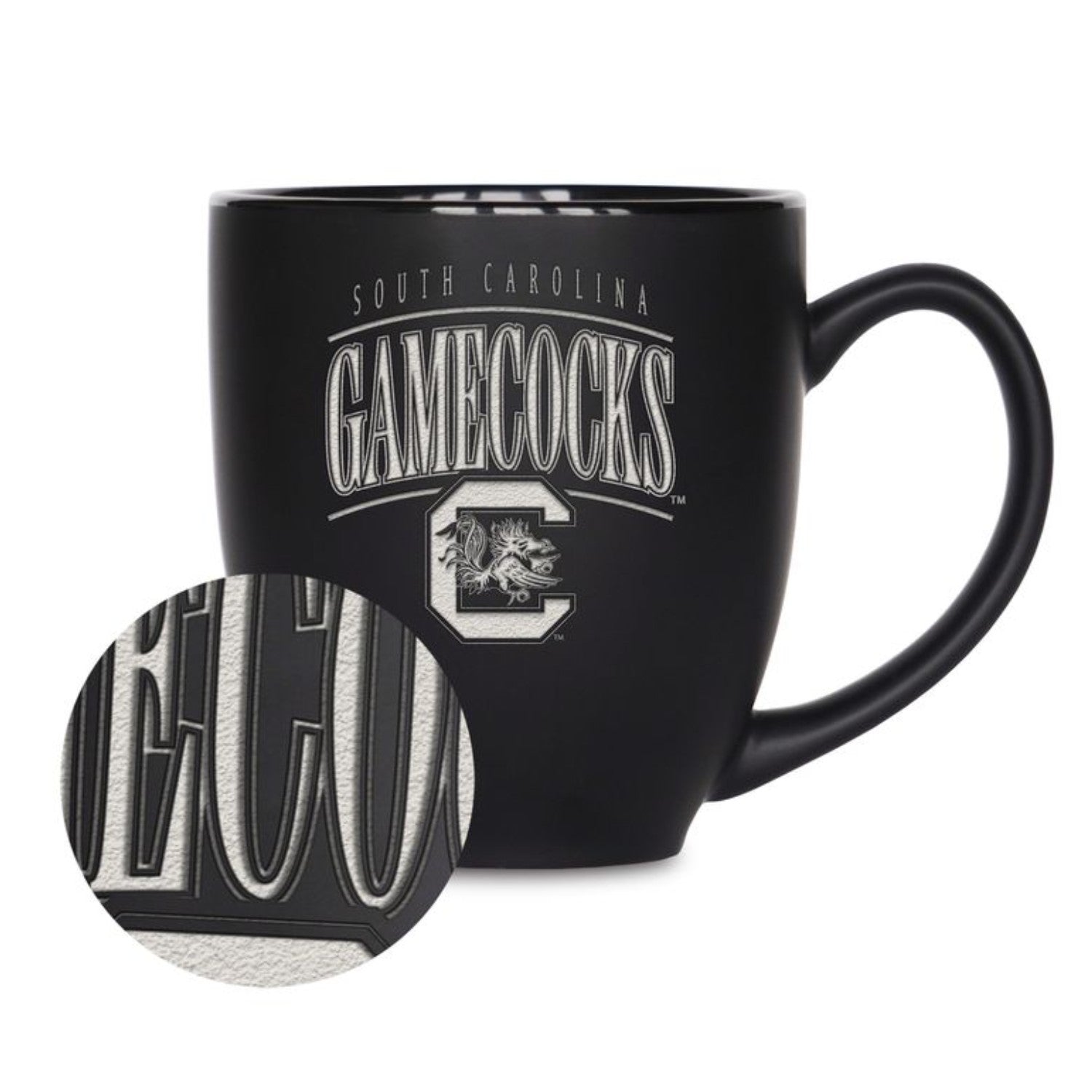 SOUTH CAROLINA GAMECOCKS BLOCK C MATTE BLACK TRIBUTE 15OZ BISTRO MUG