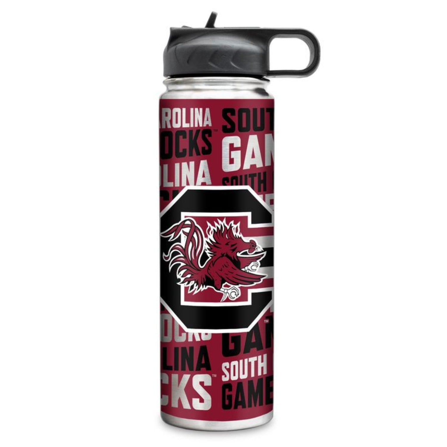 SOUTH CAROLINA GAMECOCKS 22 OZ WATERBOTTLE WITH LID AND STRAW