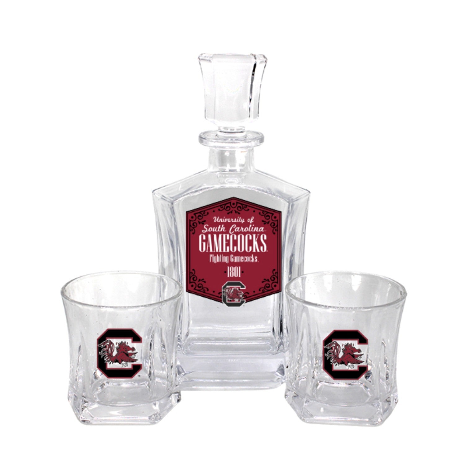 SOUTH CAROLINA GAMECOCKS GLASS DECANTER SET