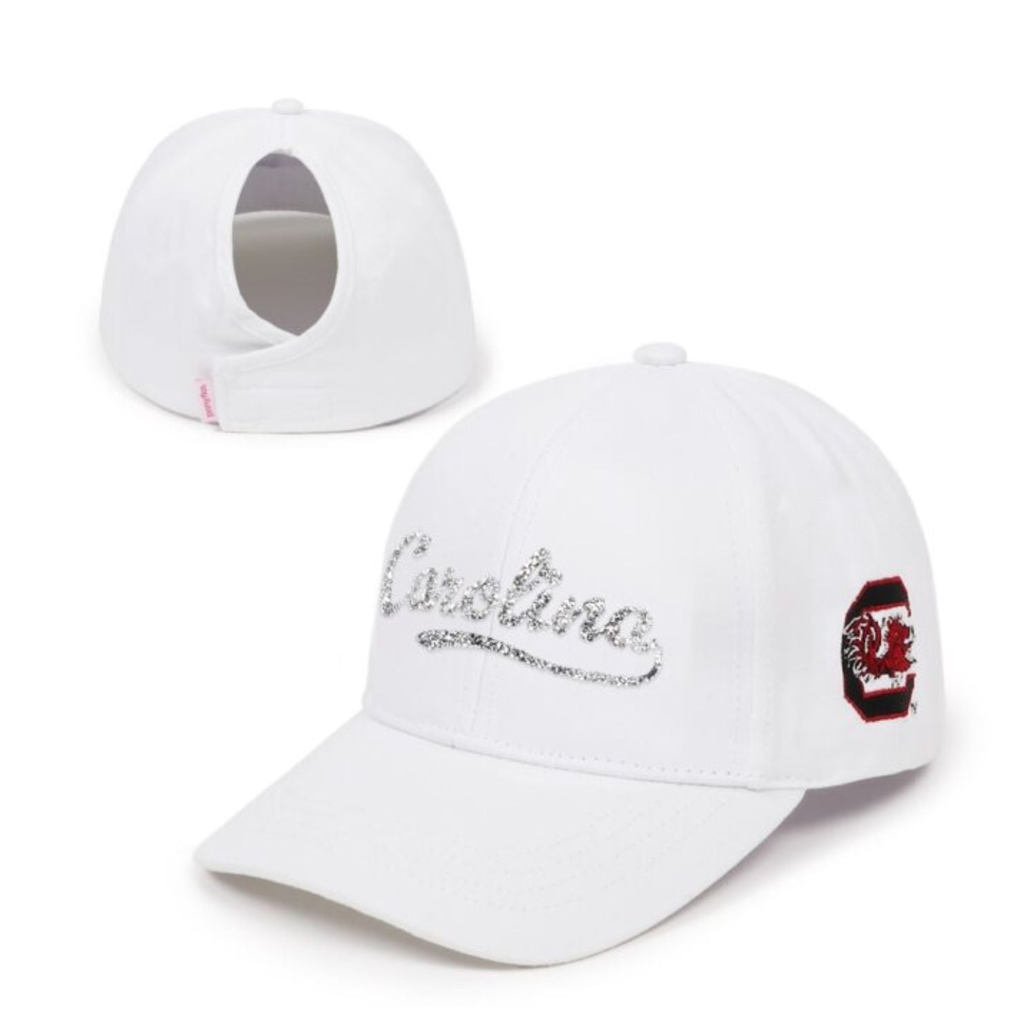 SOUTH CAROLINA GAMECOCKS WHITE BLING PONYTAIL HAT