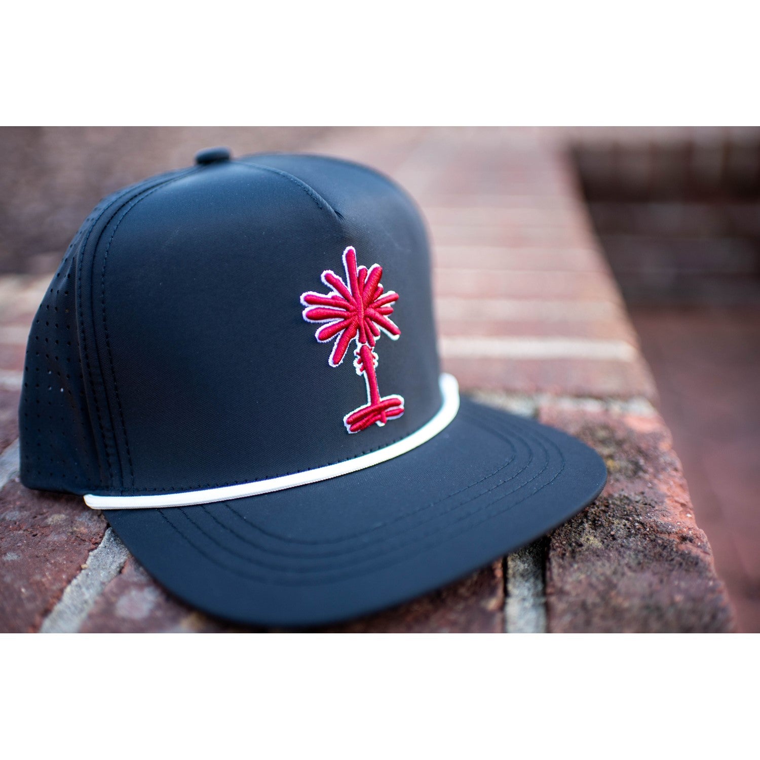 SOUTH CAROLINA BLACK WITH GARNET PALMETTO TREE ROPE SNAPBACK