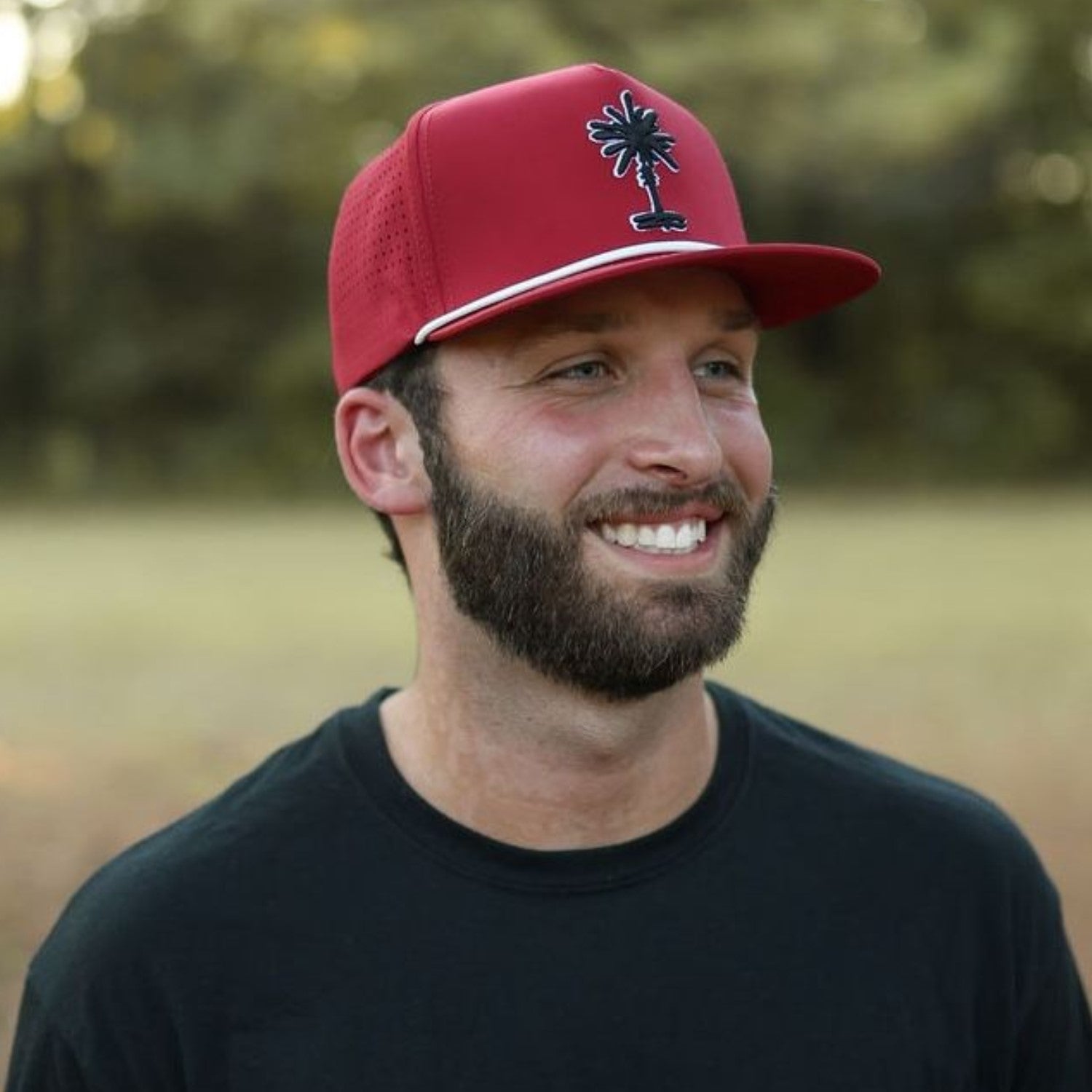SOUTH CAROLINA GARNET WITH BLACK PALMETTO TREE ROPE SNAPBACK