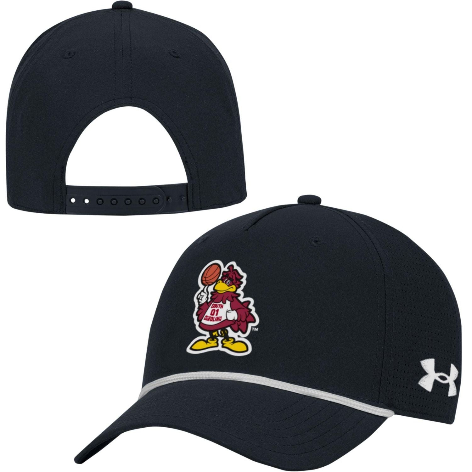 SOUTH CAROLINA GAMECOCKS UA BLACK COCKY BASKETBALL ROPE HAT