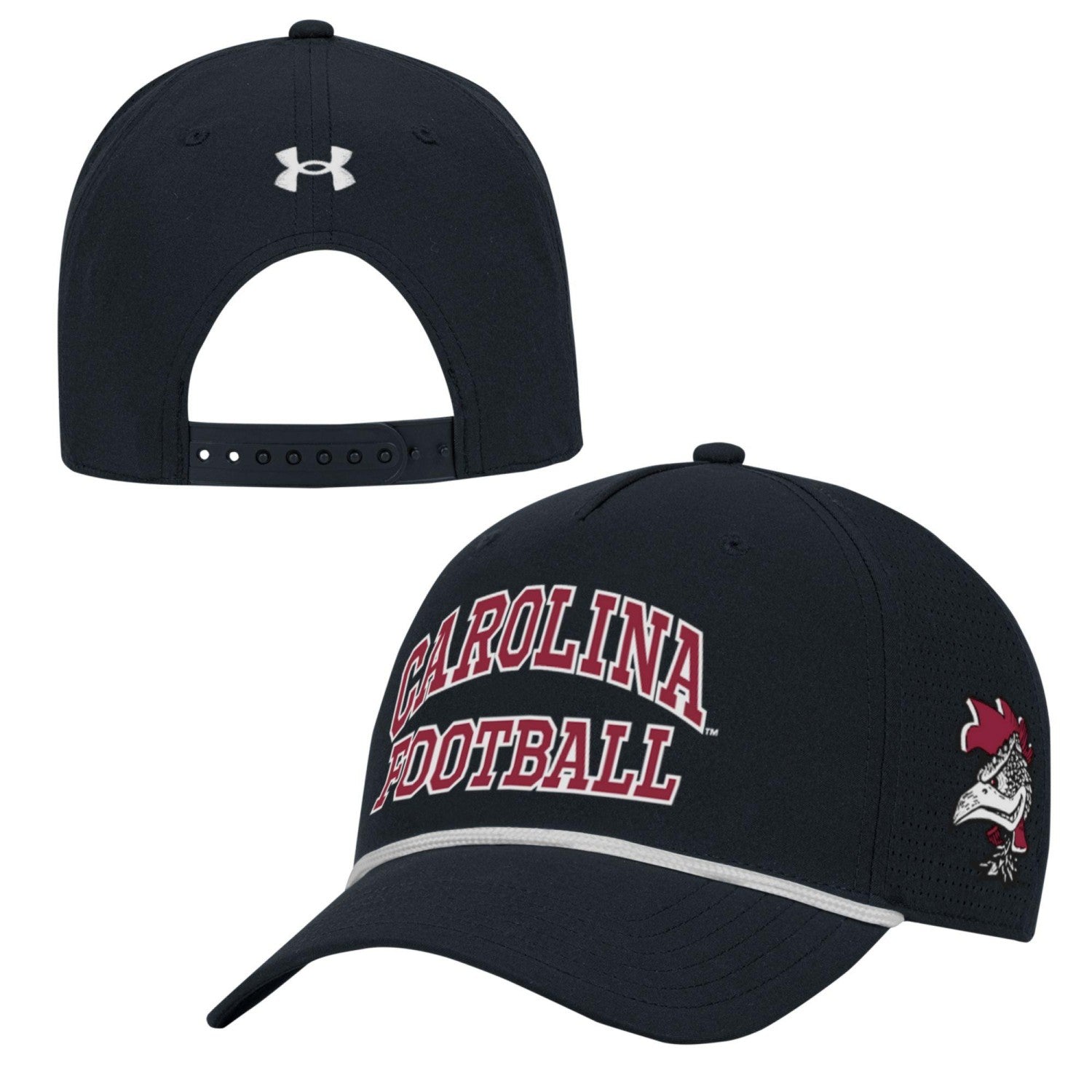SOUTH CAROLINA GAMECOCKS BLACK ARCH CAROLINA FOOTBALL VAULT ROPE HAT