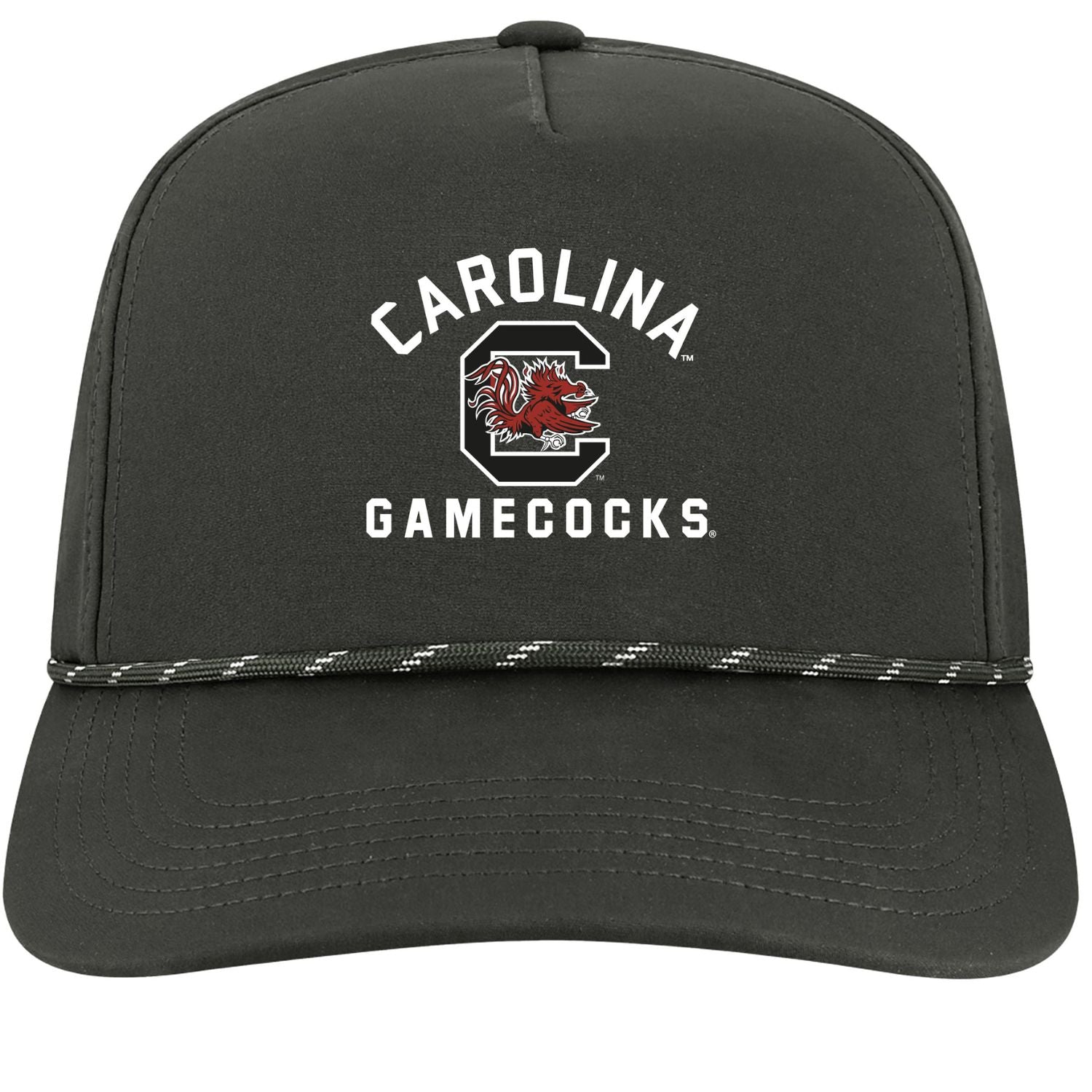 SOUTH CAROLINA GAMECOCKS BLACK ARCH CAROLINA WITH C BLOCK ROPE HAT