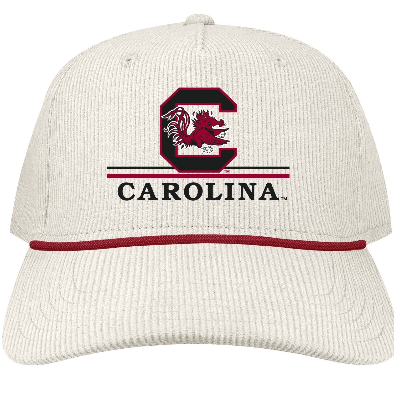SOUTH CAROLINA GAMECOCKS IVORY CORDUROY C BLOCK HAT WITH ROPE
