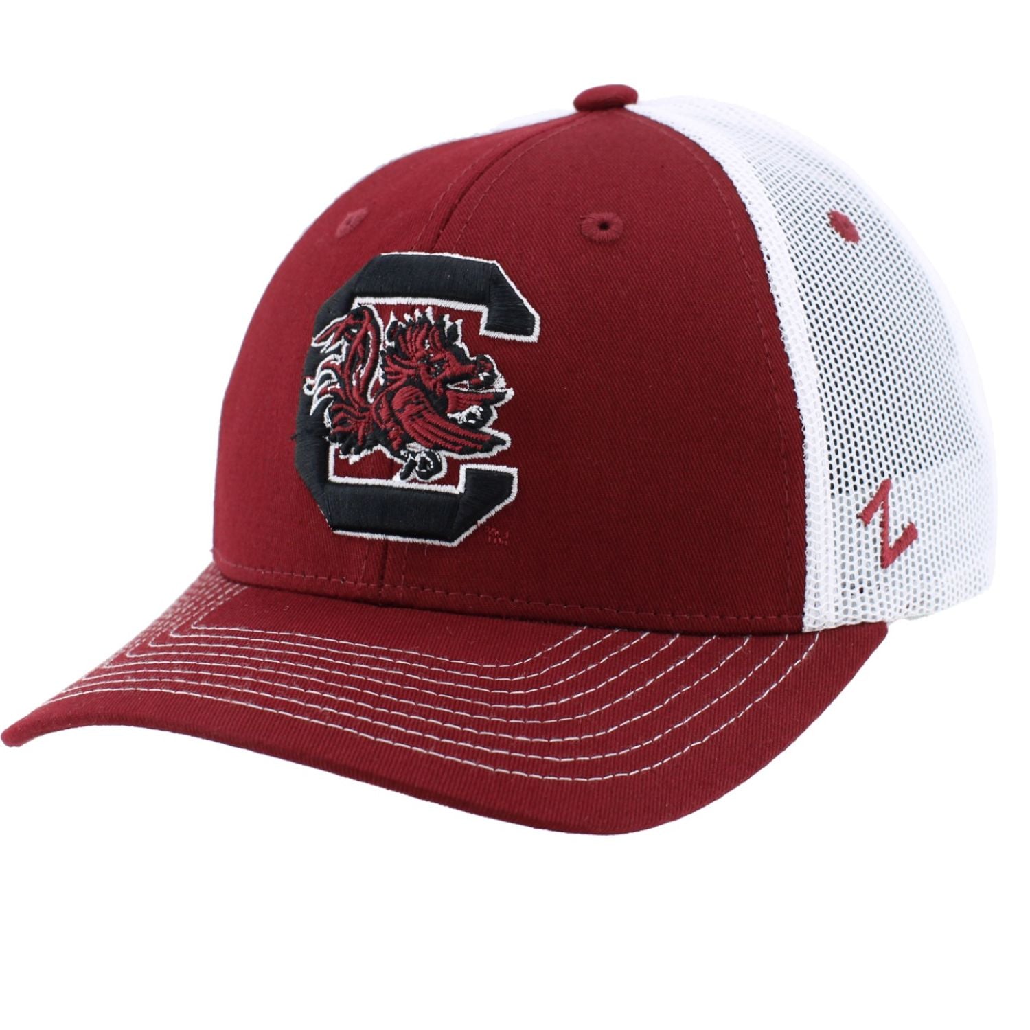 SOUTH CAROLINA GAMECOCKS GARNET BLOCK C TRUCKER HAT