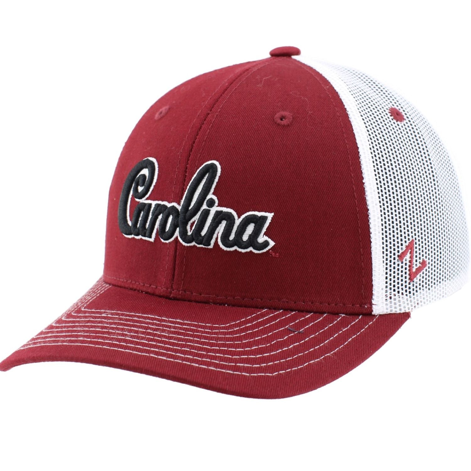 SOUTH CAROLINA GAMECOCKS GARNET SCRIPT TRUCKER HAT