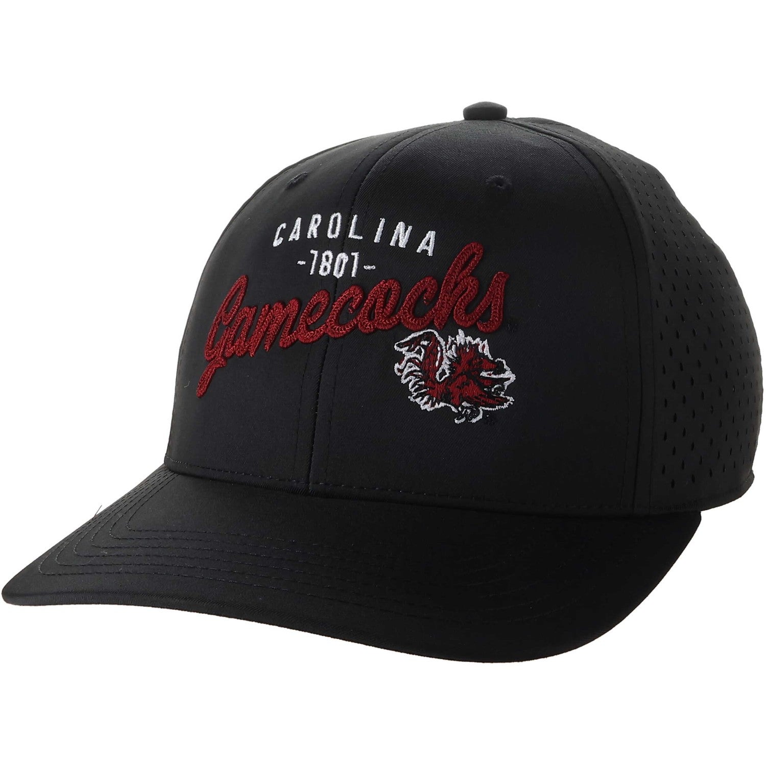 SOUTH CAROLINA GAMECOCKS BLACK CURSIVE GAMECOCKS CAROLINA 1801 HAT