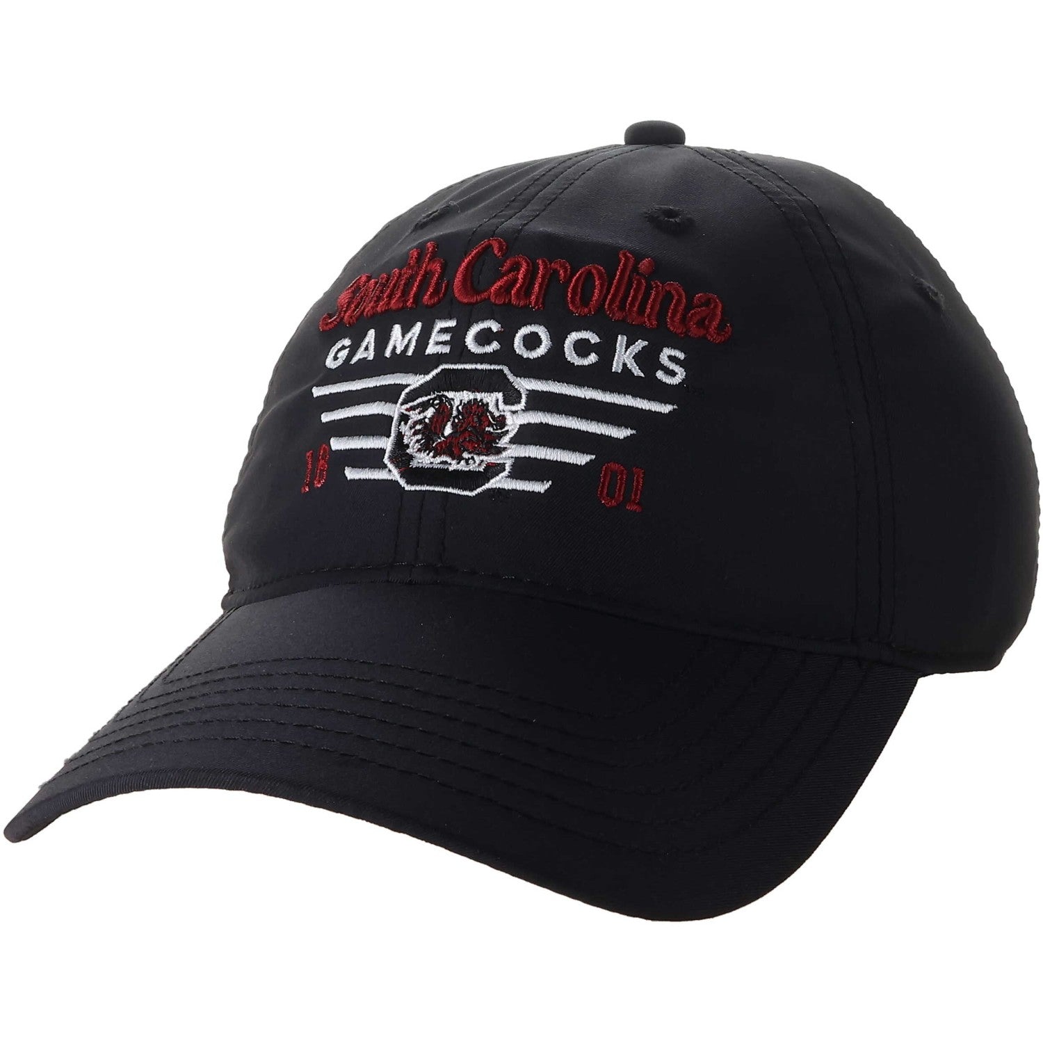 SOUTH CAROLINA GAMECOCKS BLACK BLOCK C STRIPES 1801 HAT