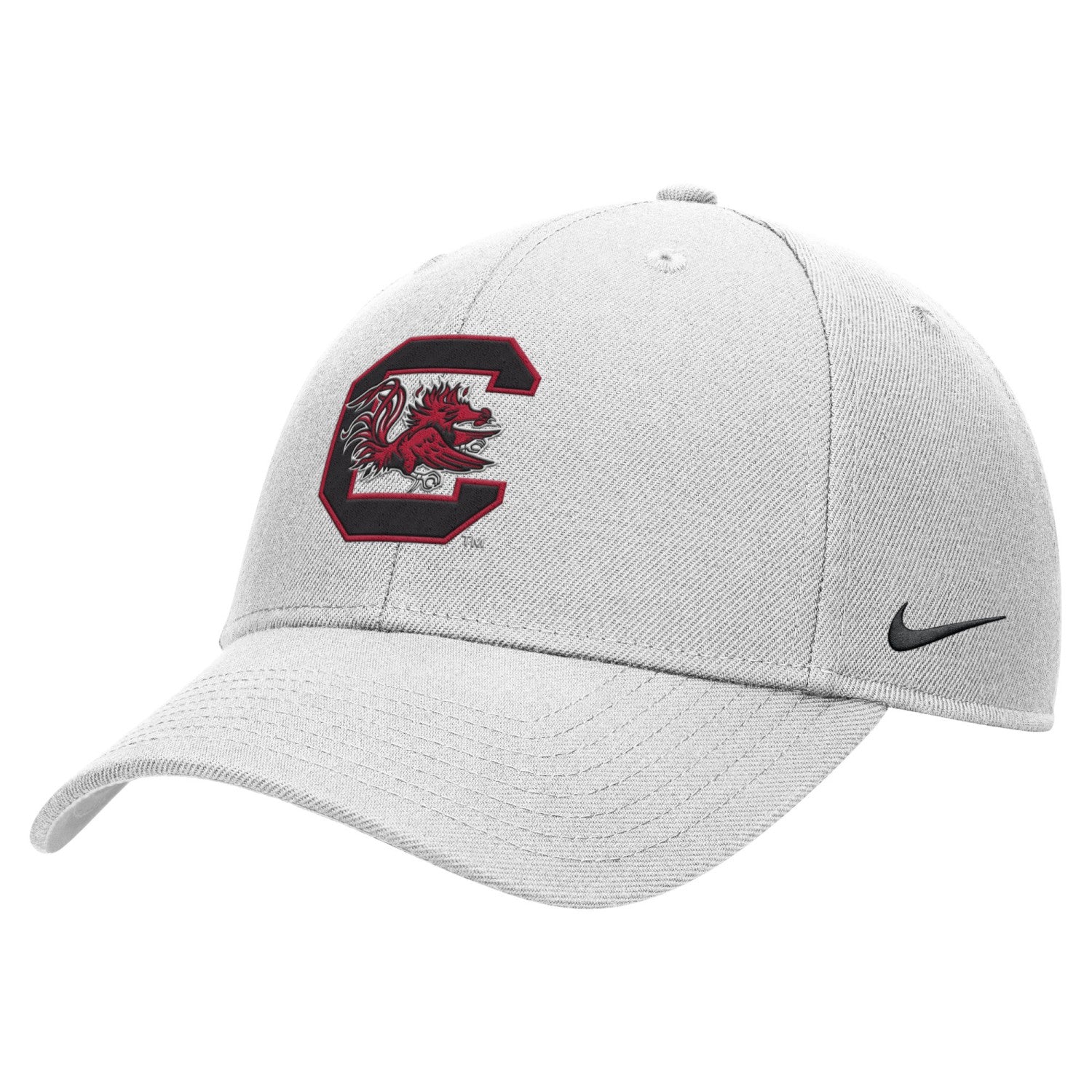 SOUTH CAROLINA GAMECOCKS WHITE BLOCK C NIKE RISE HAT