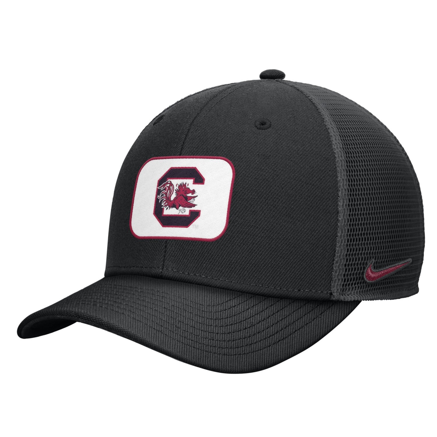 SOUTH CAROLINA GAMECOCKS BLACK BLOCK C PATCH NIKE TRUCKER