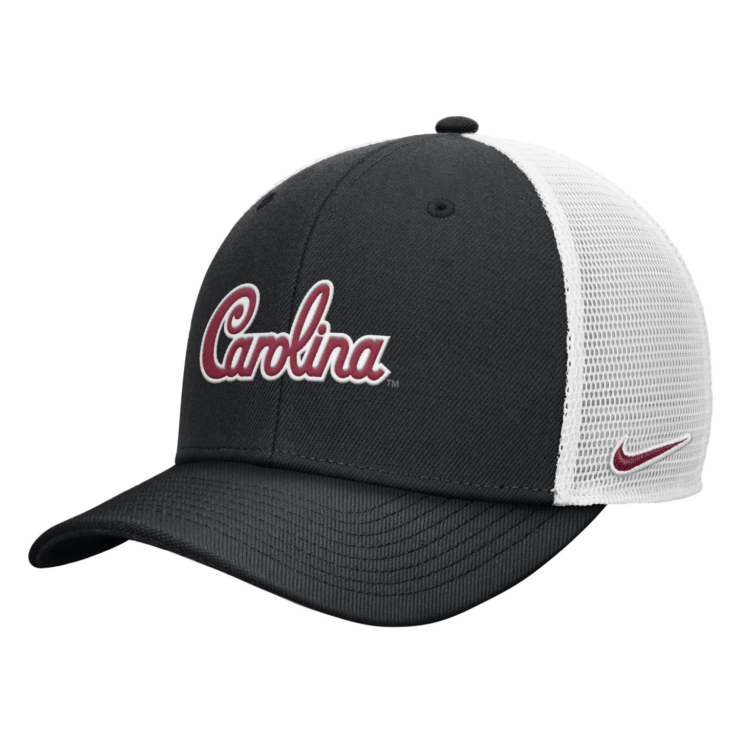 SOUTH CAROLINA GAMECOCKS BLACK AND WHITE SCRIPT NIKE RISE TRUCKER