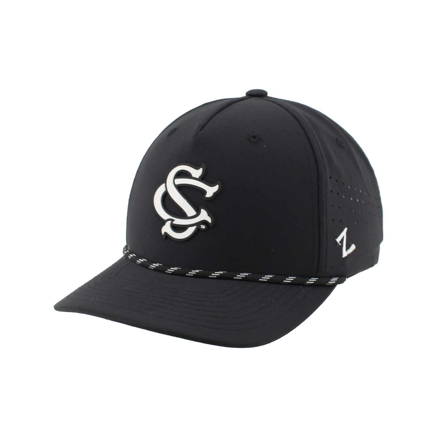 SOUTH CAROLINA GAMECOCKS BLACK INTERLOCKING SC BIRDIE ROPE HAT