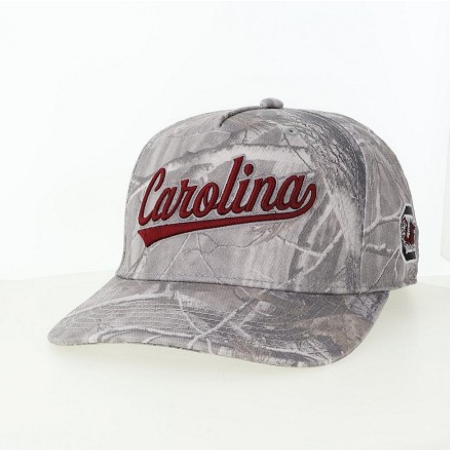 SOUTH CAROLINA GAMECOCKS CAMO CURSIVE CAROLINA FADED WOOD HAT