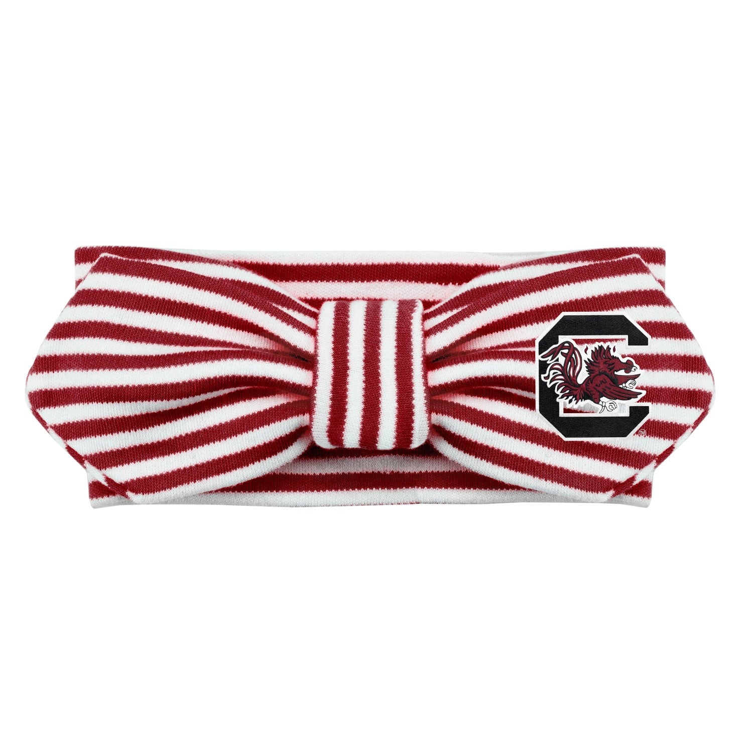 SOUTH CAROLINA GAMECOCKS GARNET AND WHITE STRIPE INFANT HAIR KNOT