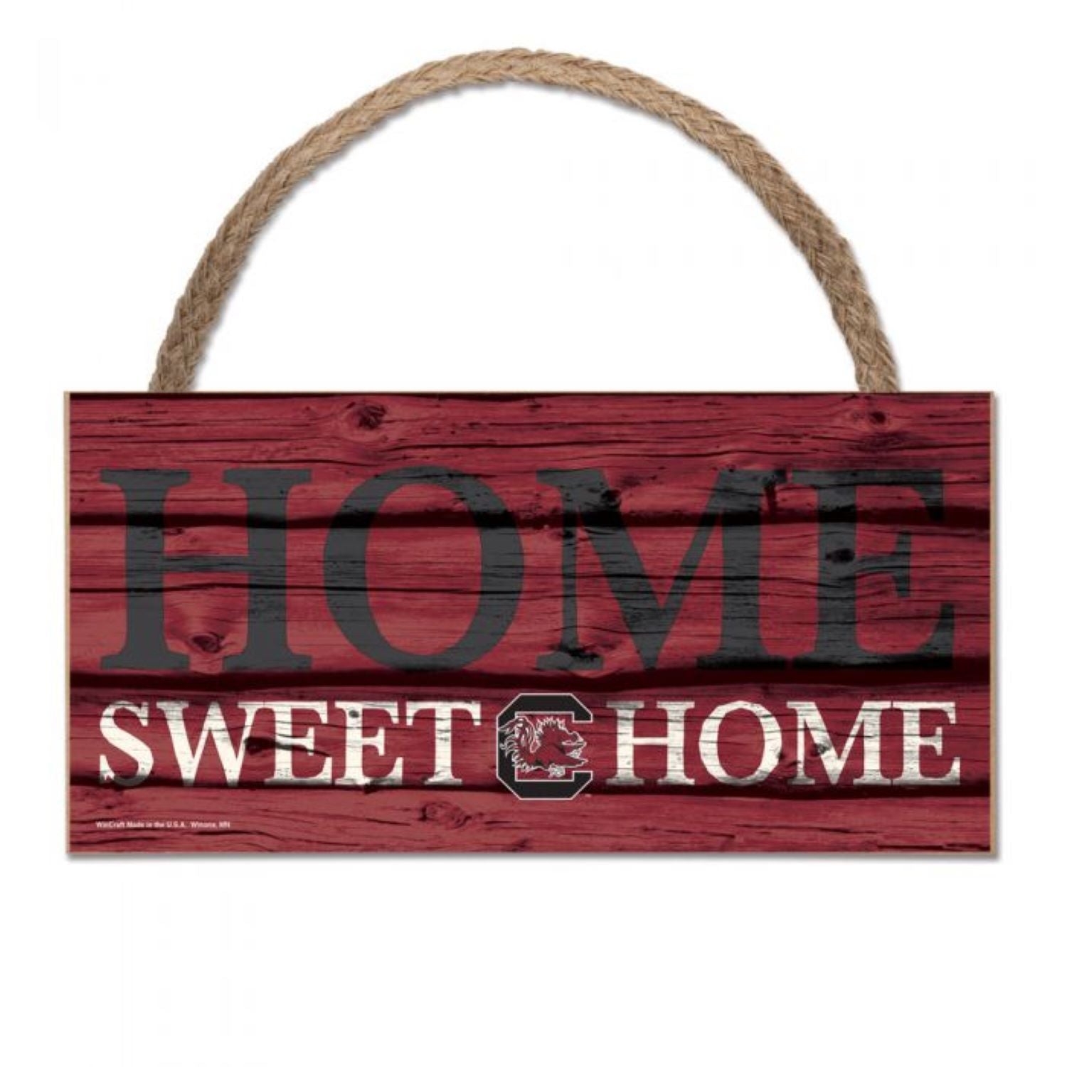 South Carolina HOME SWEET HOME Wood Sign w/Rope 5" x 10"