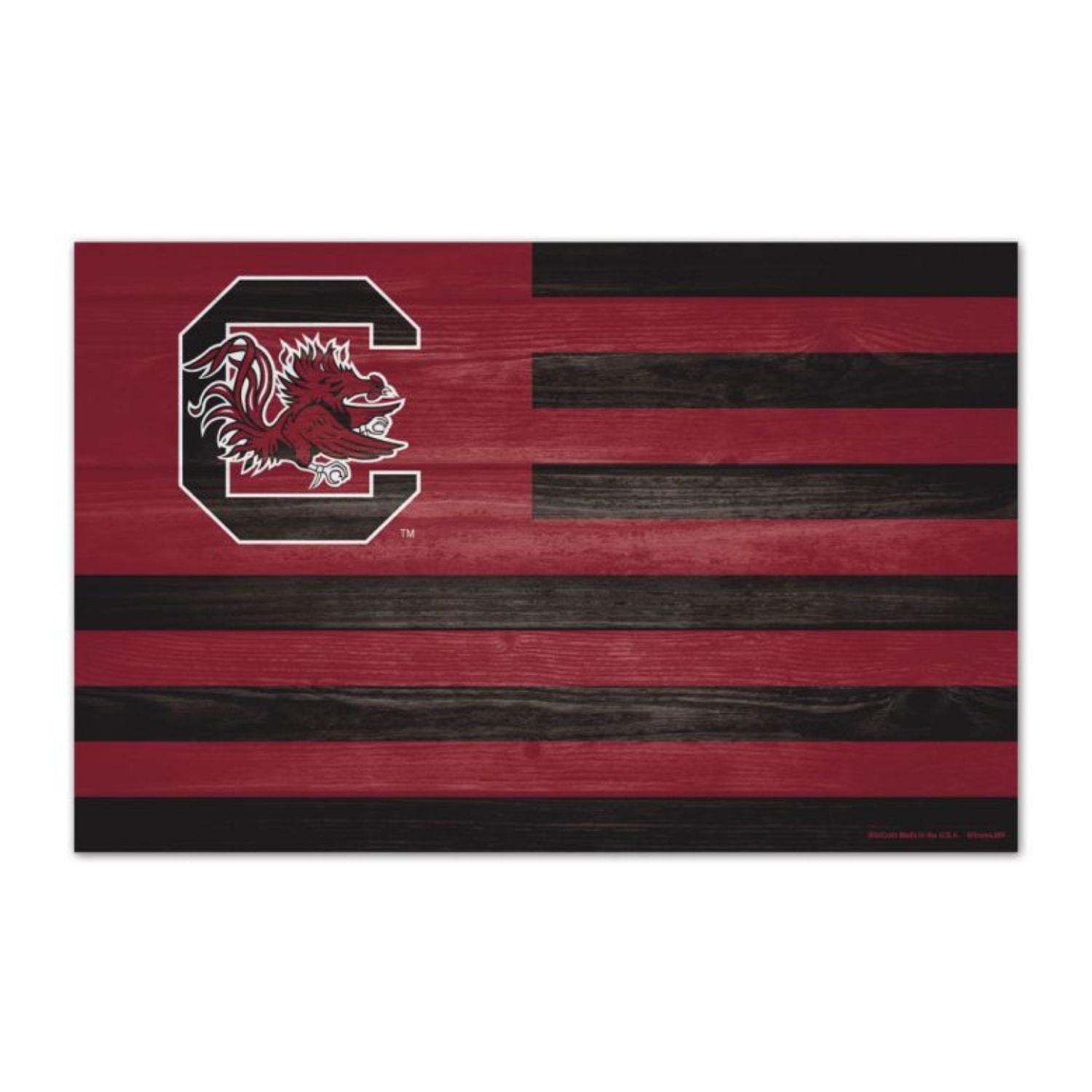 SOUTH CAROLINA GAMECOCKS AMERICAN FLAG WOOD SIGN