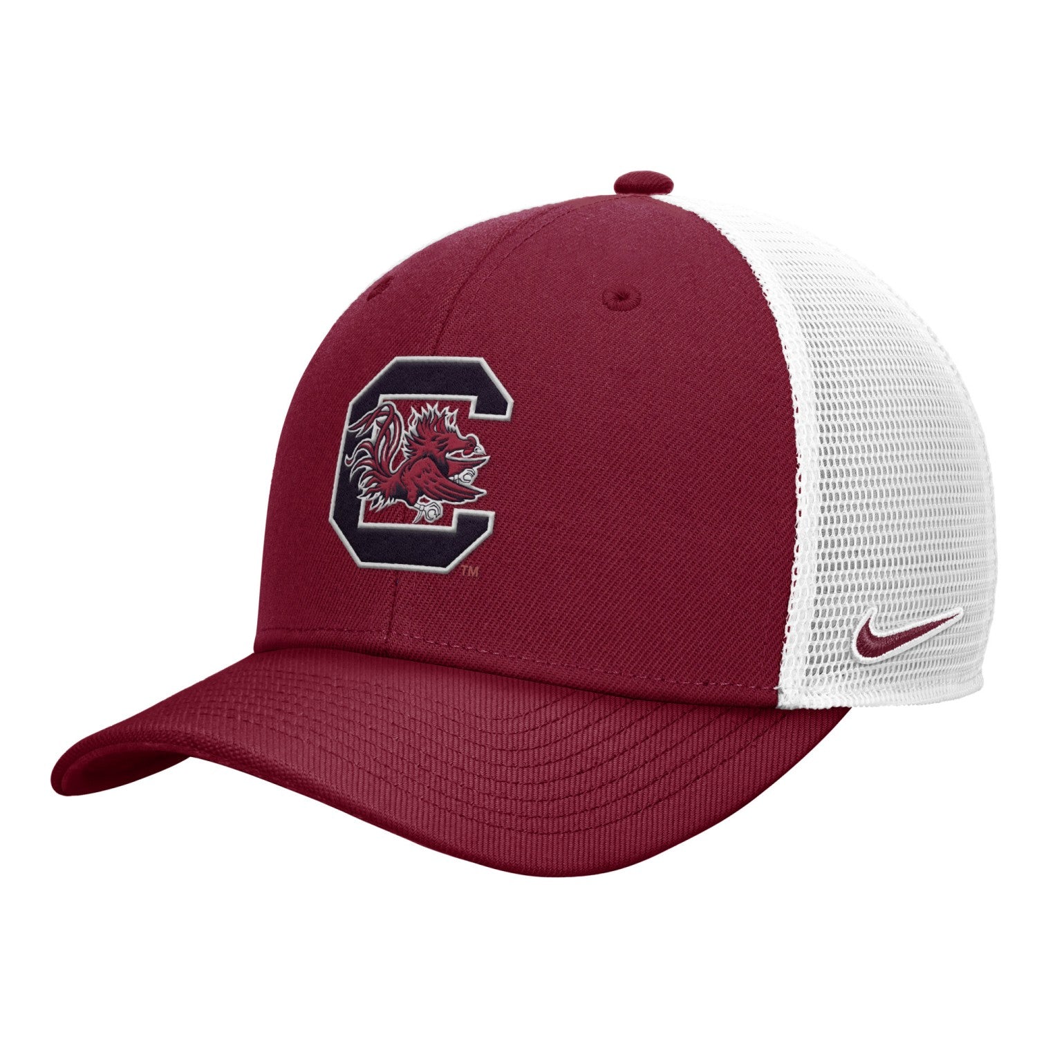 SOUTH CAROLINA GAMECOCKS GARNET AND WHITE BLOCK C NIKE YOUTH TRUCKER
