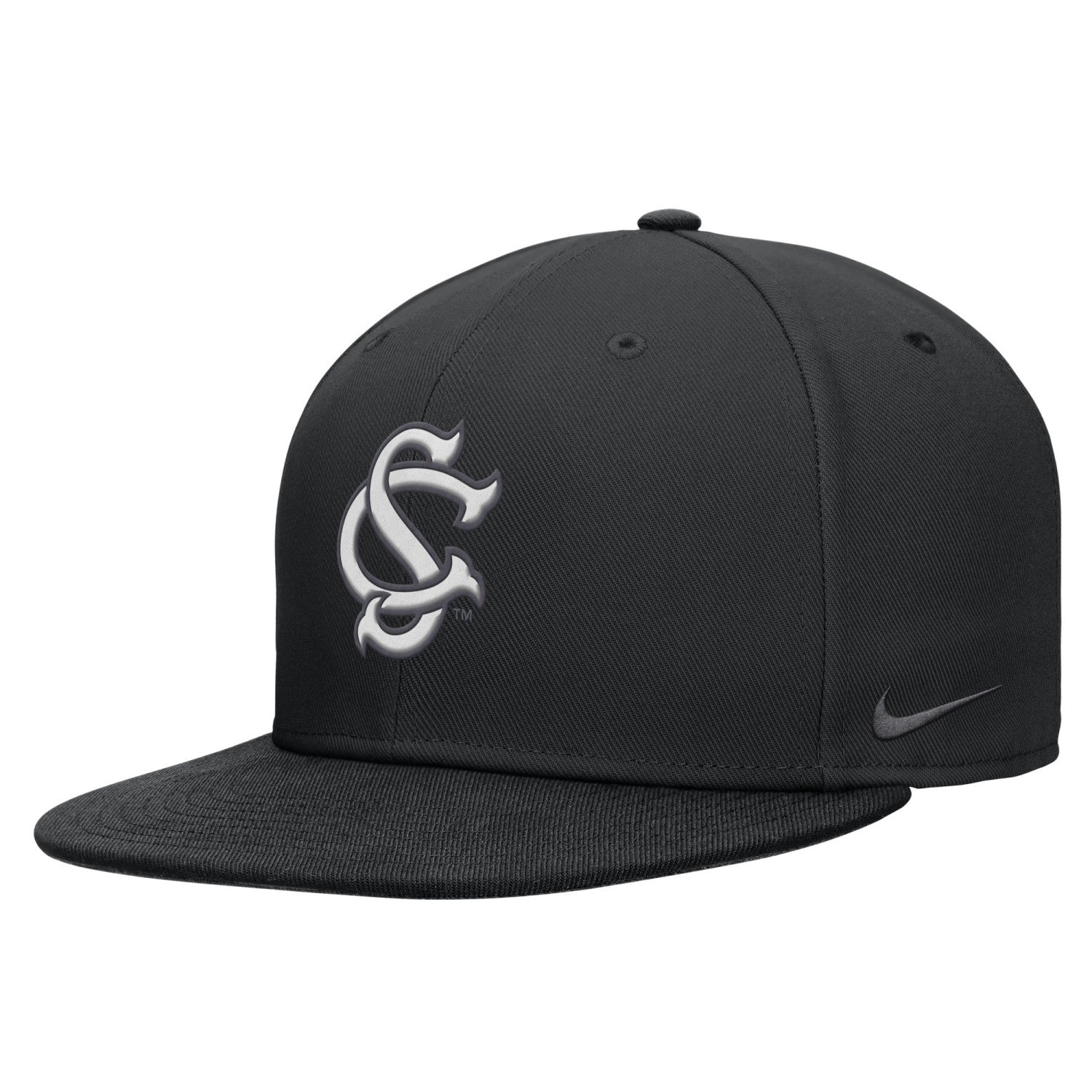 SOUTH CAROLINA GAMECOCKS BLACK INTERLOCKING SC NIKE PRO FLAT BILL YOUTH HAT