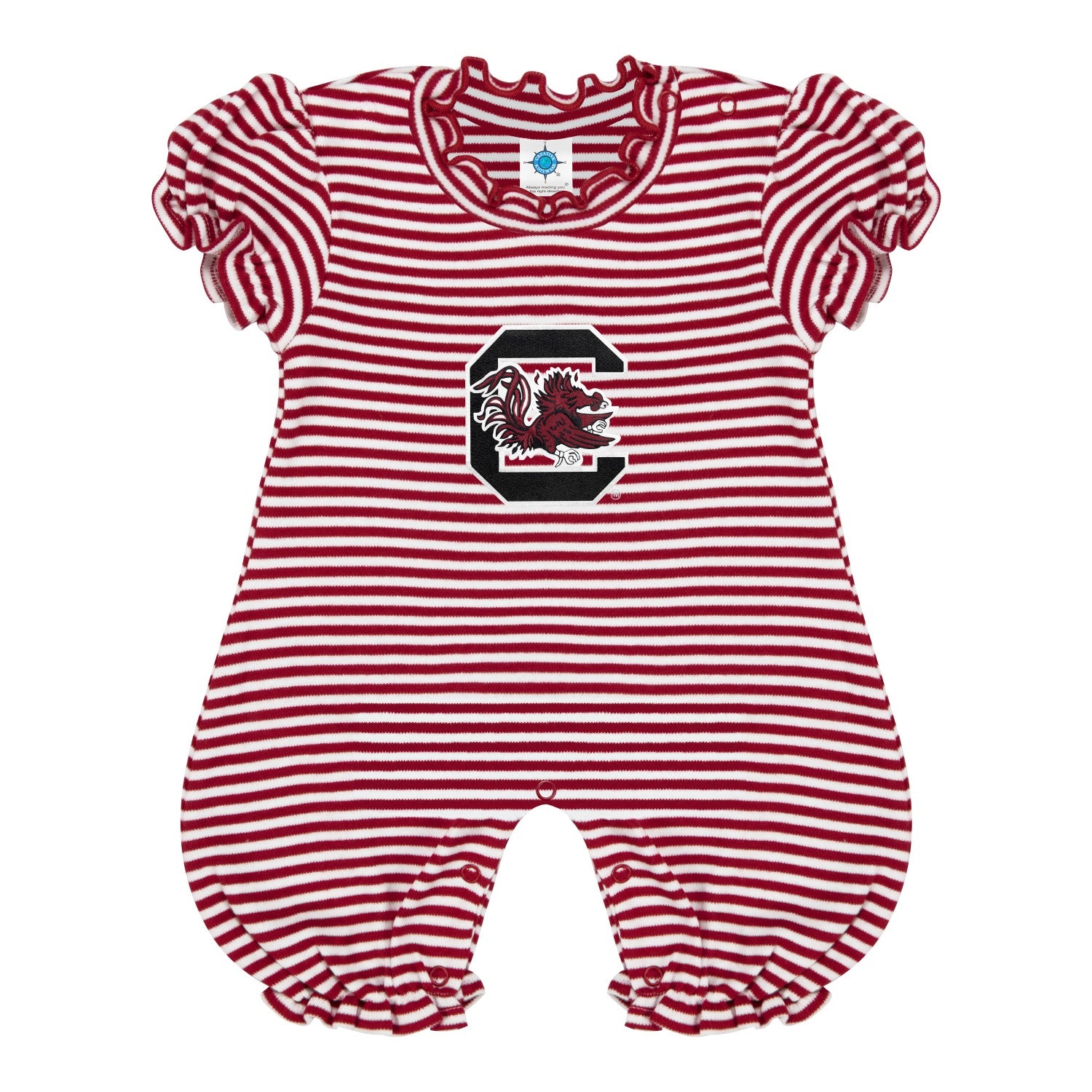 SOUTH CAROLINA GAMECOCKS GARNET STRIPE BUBBLE ROMPER