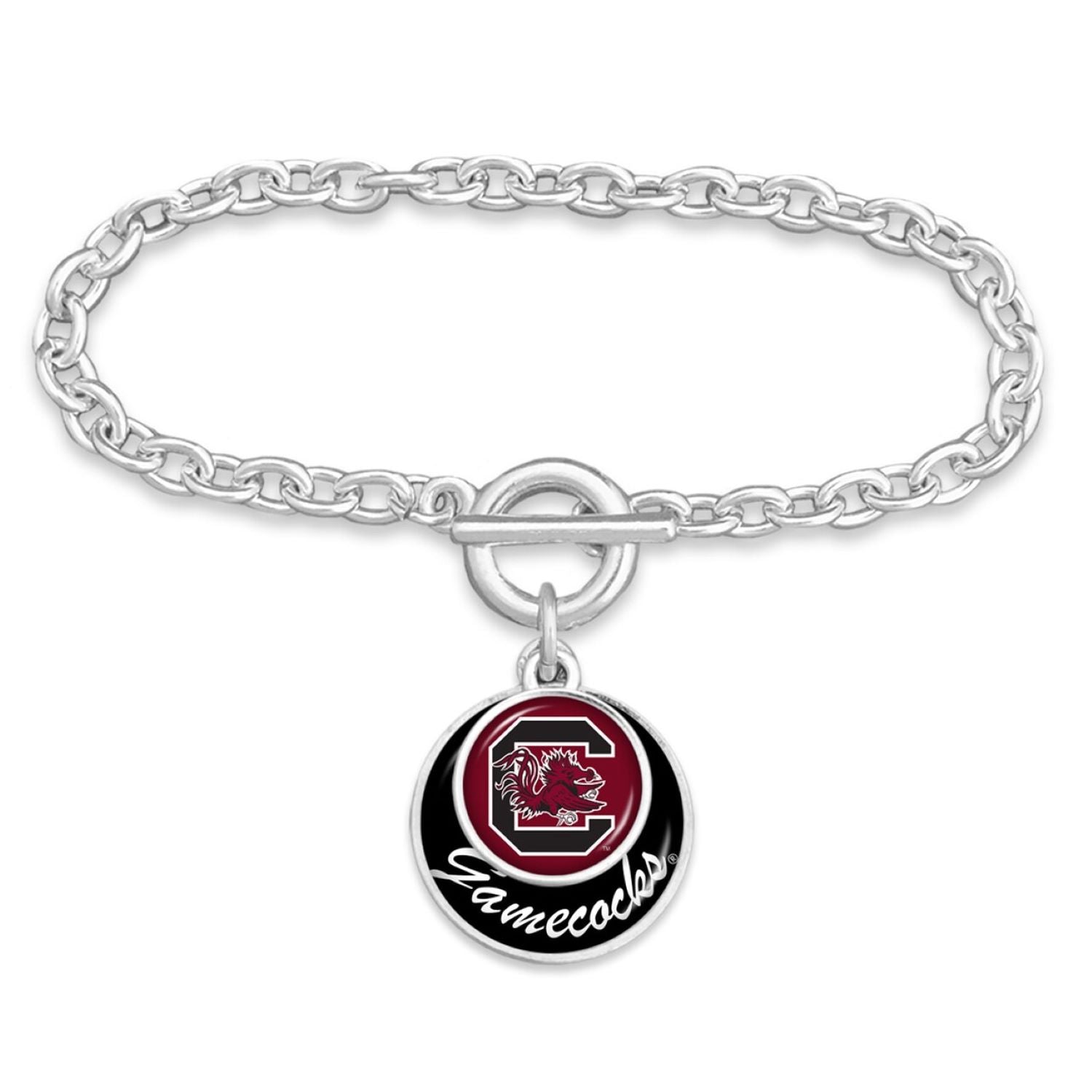 SOUTH CAROLINA SILVER TONE STACKED DISC BRACELET