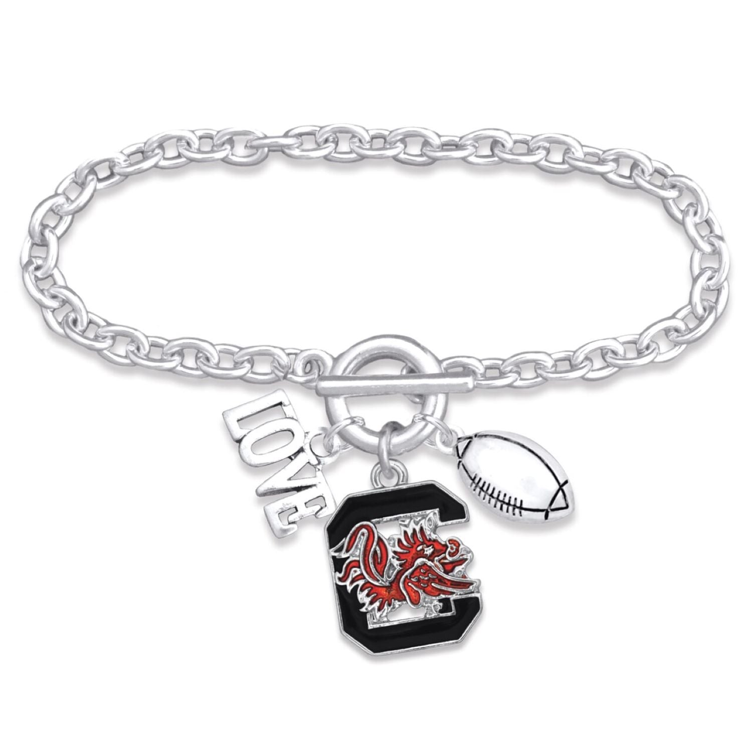 SOUTH CAROLINA SILVER TONE TOUCHDOWN BRACELET