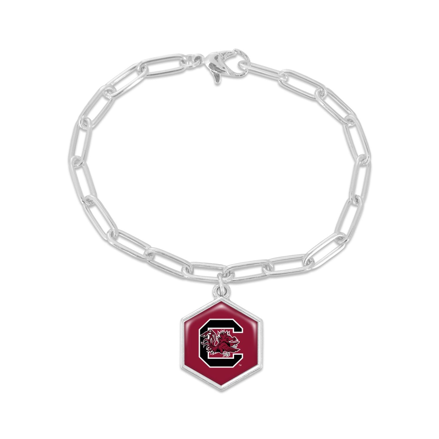 SOUTH CAROLINA GAMECOCKS SILVER TONE BLOCK C BRACELET