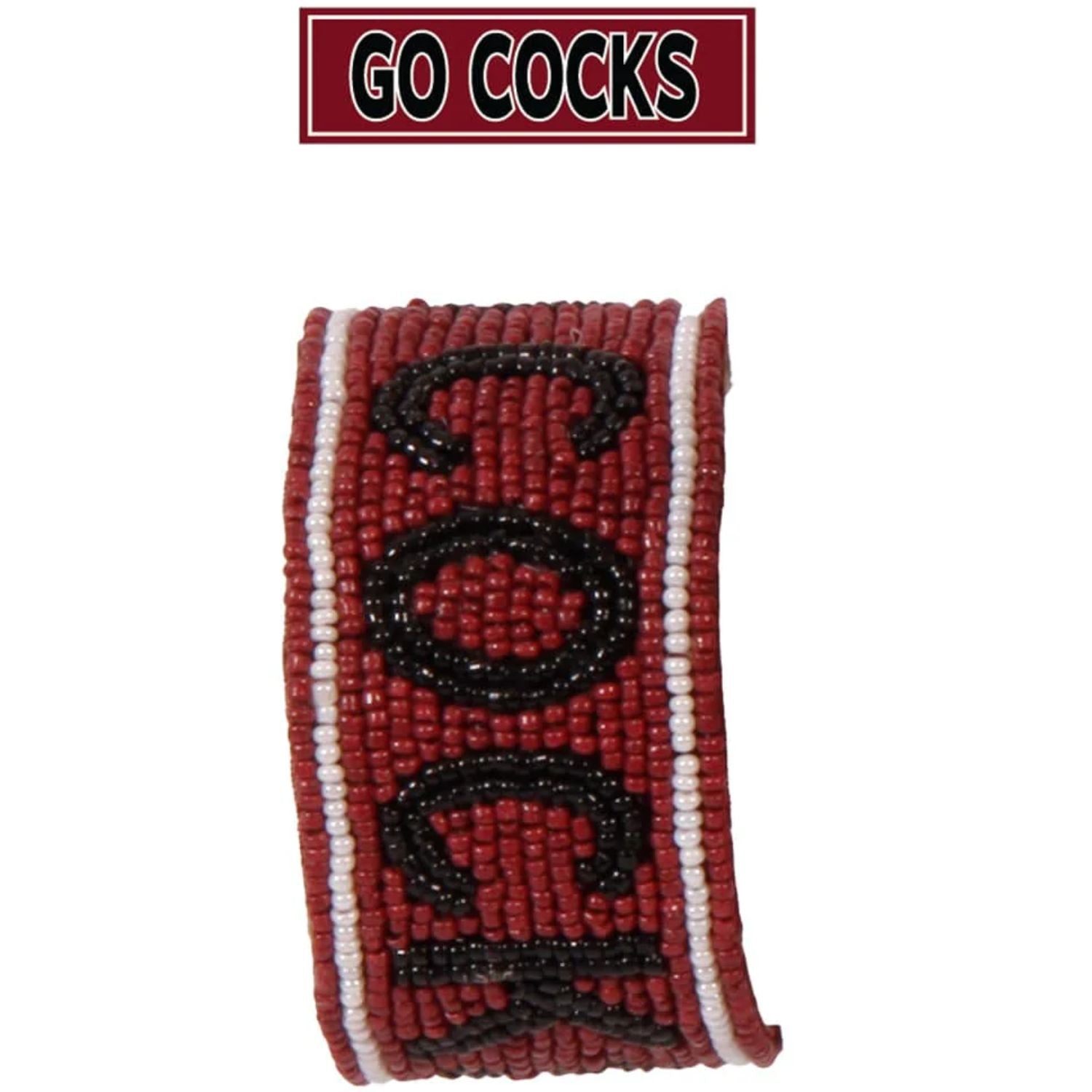 SOUTH CAROLINA GAMECOCKS GARNET/BLACK GO COCKS BEADED CUFF