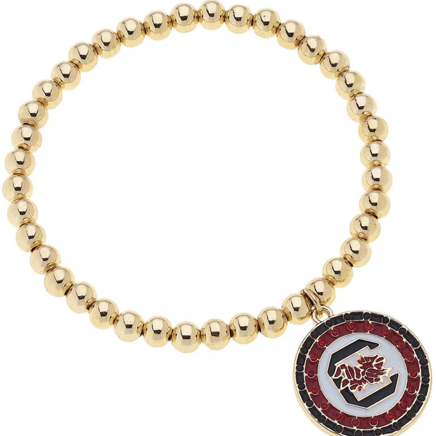 SOUTH CAROLINA GAMECOCKS GOLD TONE BLOCK C DISC DANGLE BRACELET