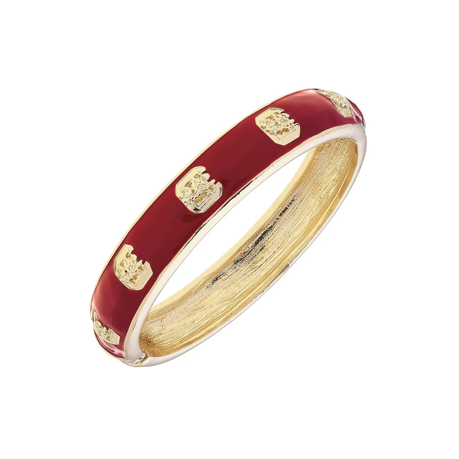 SOUTH CAROLINA GAMECOCKS GOLD TONE ENAMEL BLOCK C BANGLE